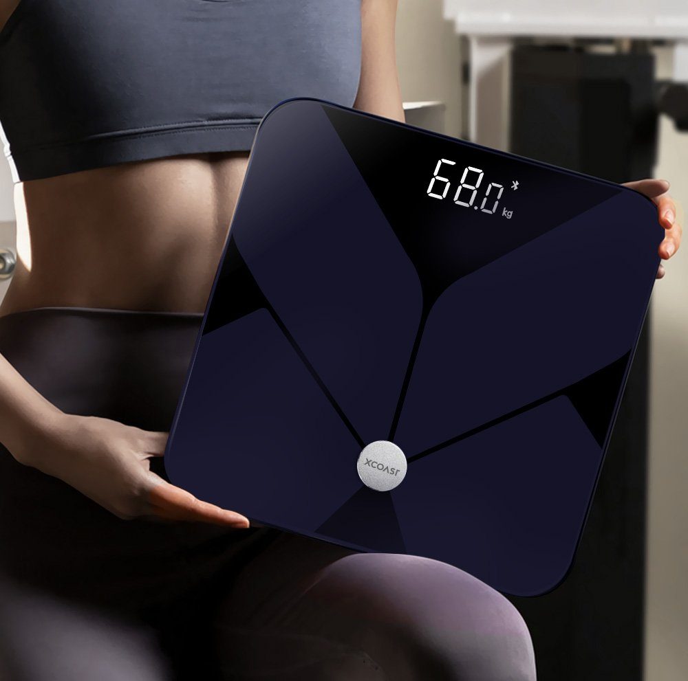 XCOAST Körper-Analyse-Waage WELLISCALE, Diagnosewaage bis 200KG max. Gewicht, kompatibel mit iOS und Android, Körperanalyse Waage mit Bluetooth Anbindung an Handy App