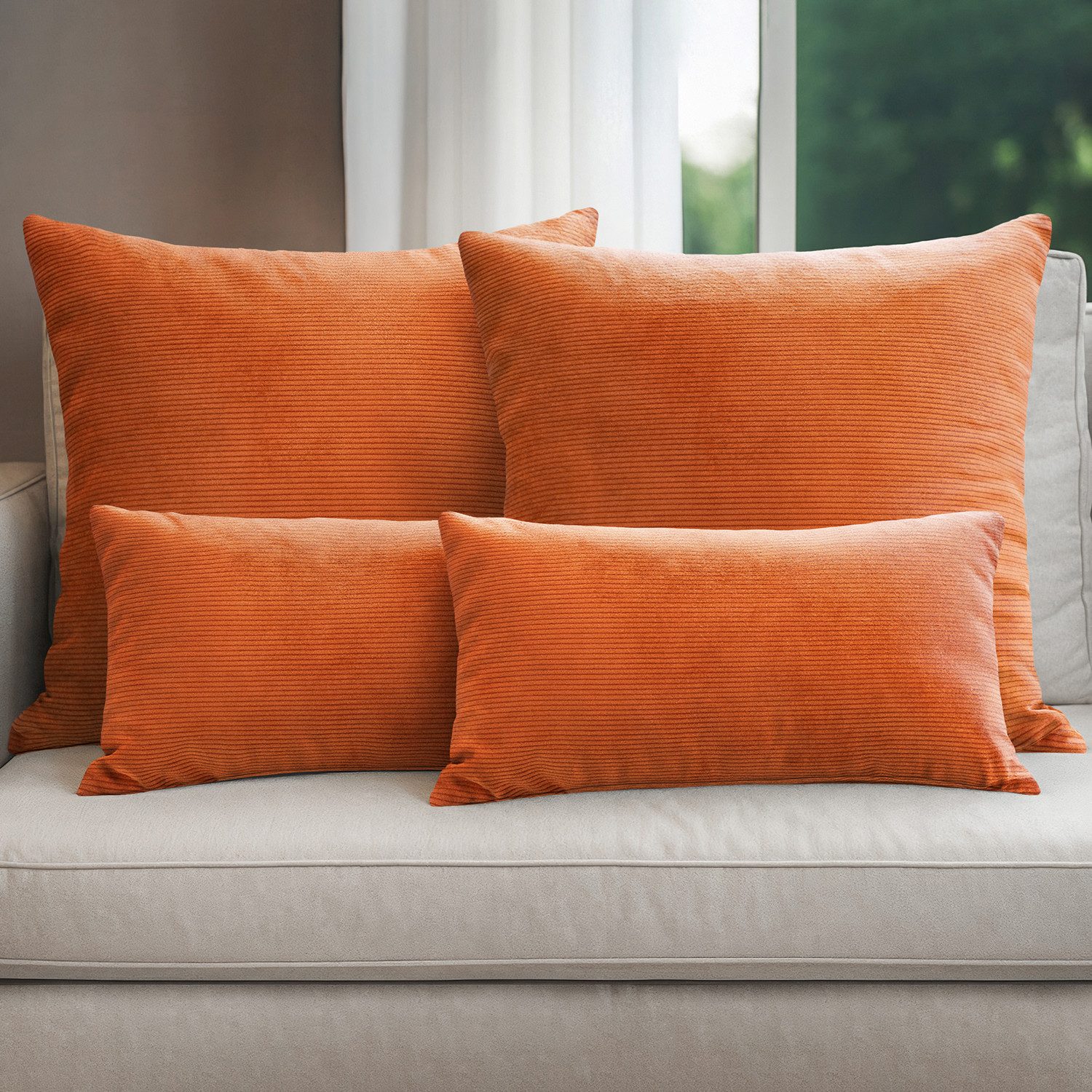 Selfitex Dekokissen 4er Set Cord Kissen inkl. Füllkissen, 2x 50x50 & 2x 30x günstig online kaufen