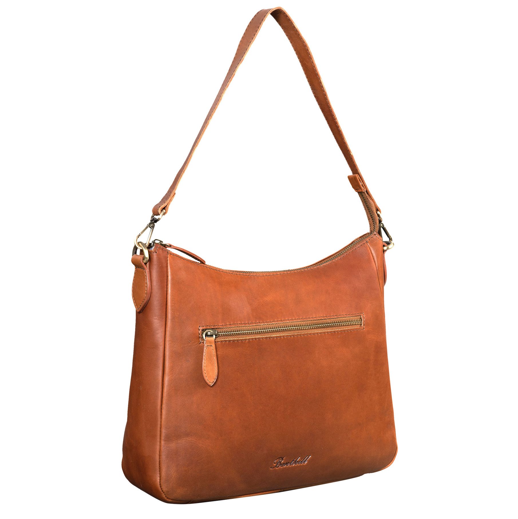 Benthill Handtasche Damen Echt Leder Umhängetasche Schultertasche Ledertasche Vintage Bag, Reißverschlussfach