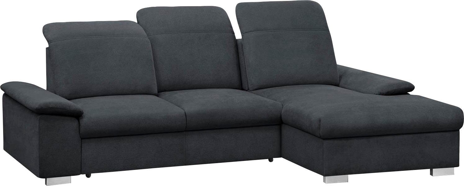 CALIZZA INTERIORS Ecksofa Moli Schlaffunktion, black 2, Sitztiefenverstellung Bettkasten, Kopfteilverstellung