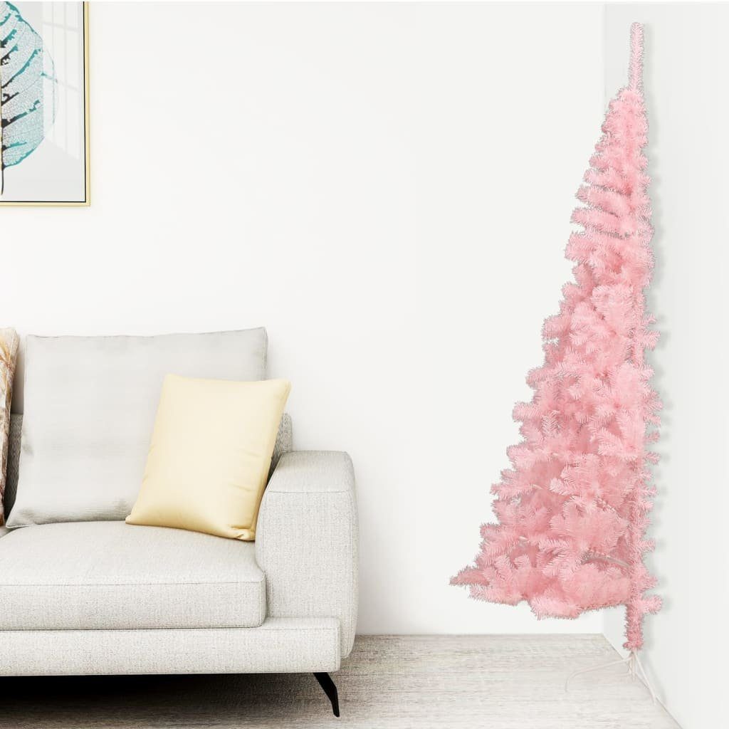 Ständer 150 Künstlicher vidaXL Weihnachtsbaum Rosa Künstlicher Halb-Weihnachtsbaum cm mit PVC