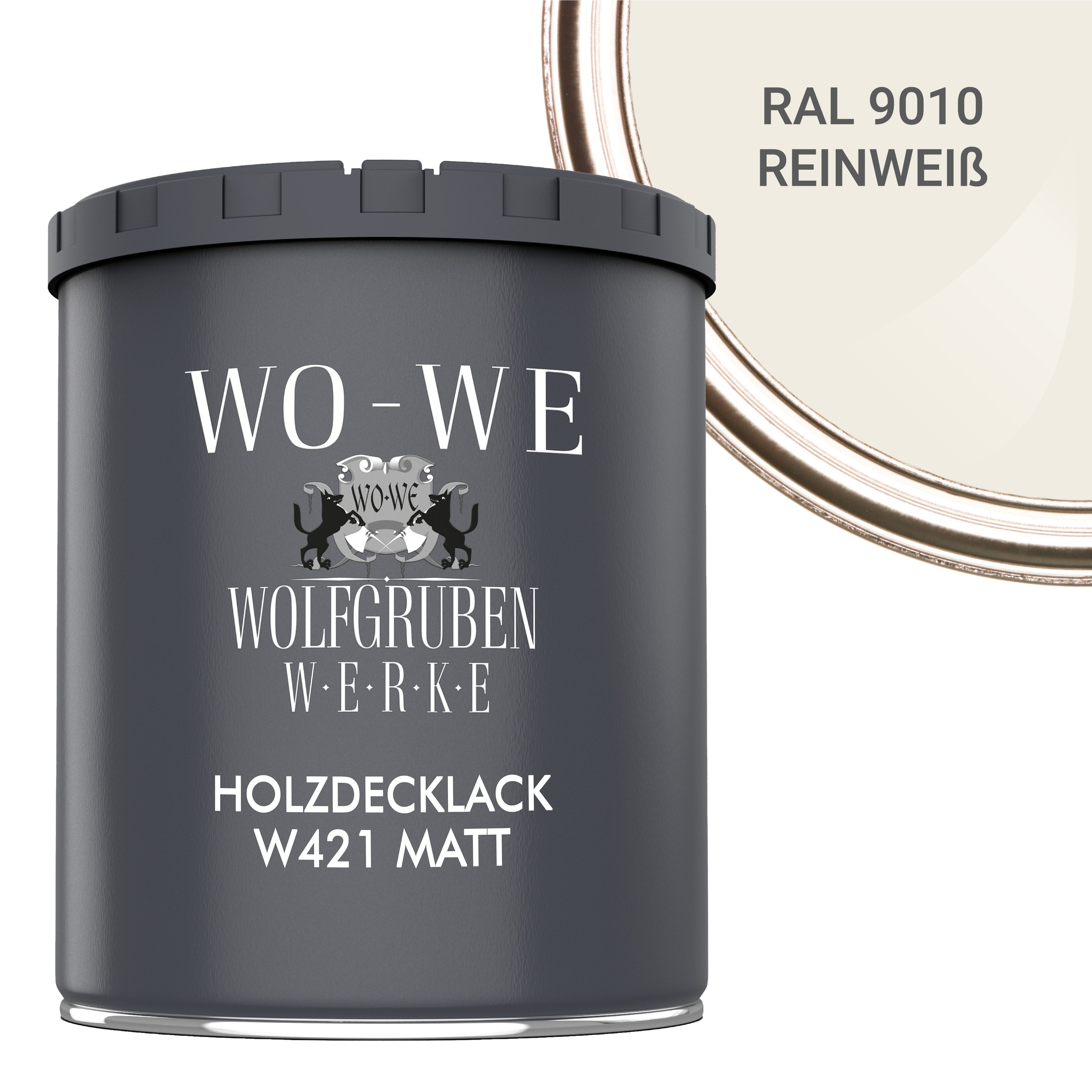 WO-WE Holzlack Holzlack Holzfarbe Holzschutzfarbe Möbellack W421, 0,75-10L, Matt, Wasserbasis