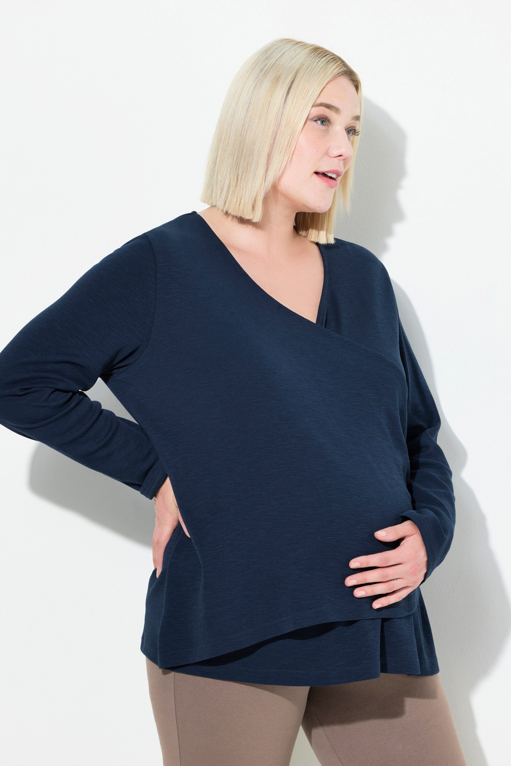 Ulla Popken T-Shirt T-Shirt Maternity Shape Still-Funktion Langarm Schwangerschaft