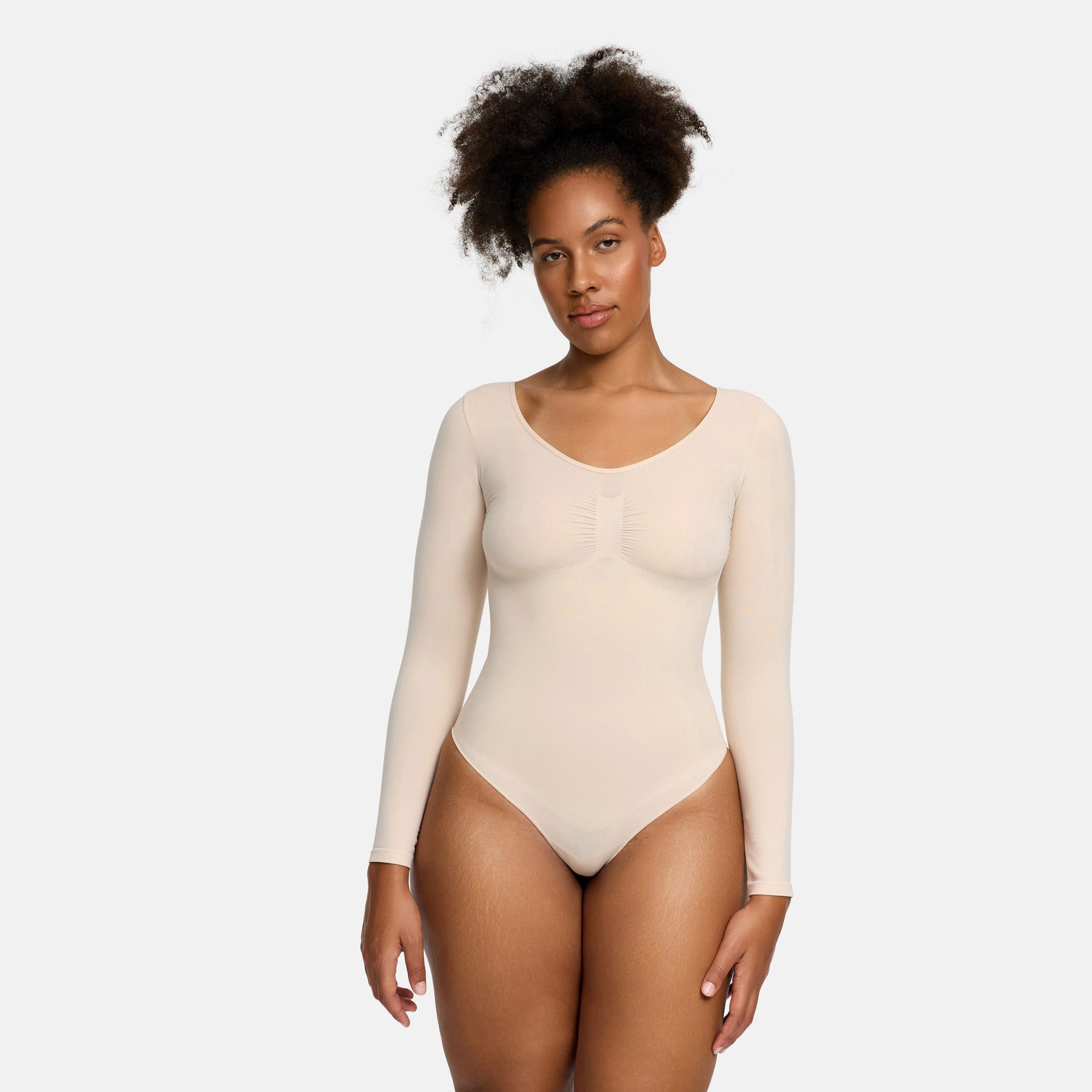 Shaping-Body Bodysuit Sculpting Shapewear Longsleeve mit Slip-Sand-3XL