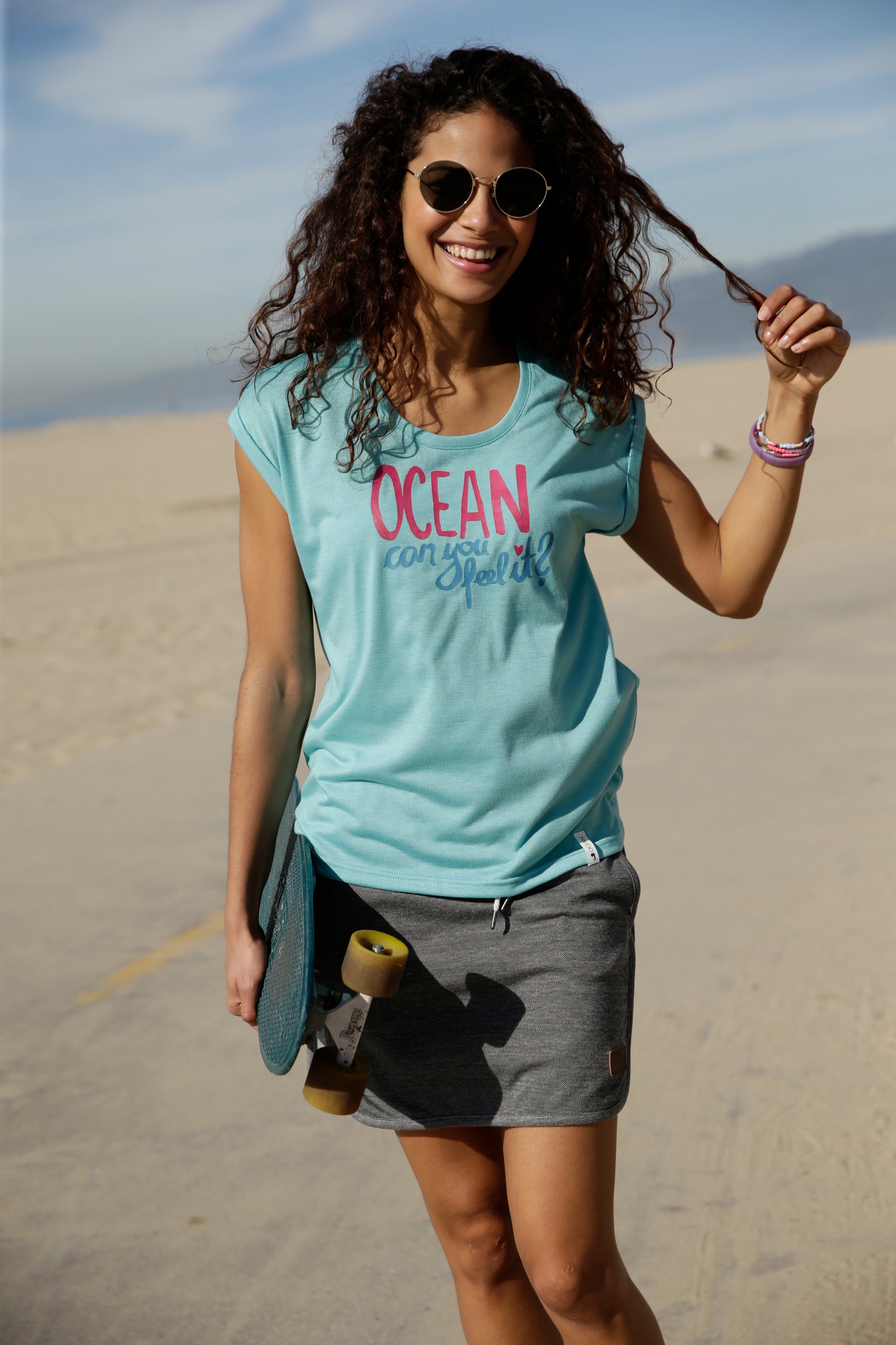 Ocean Sportswear T-Shirt Viskose-Qualität in 2er-Pack) -Türkis (Packung, Schwarz