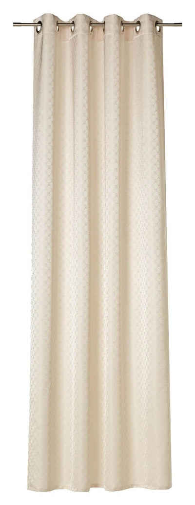 Vorhang J! ALLOVER, Beige, Polyester, 140 x 250 cm, Joop!, Ösen (1 St), halbtransparent, Kornblumenmuster