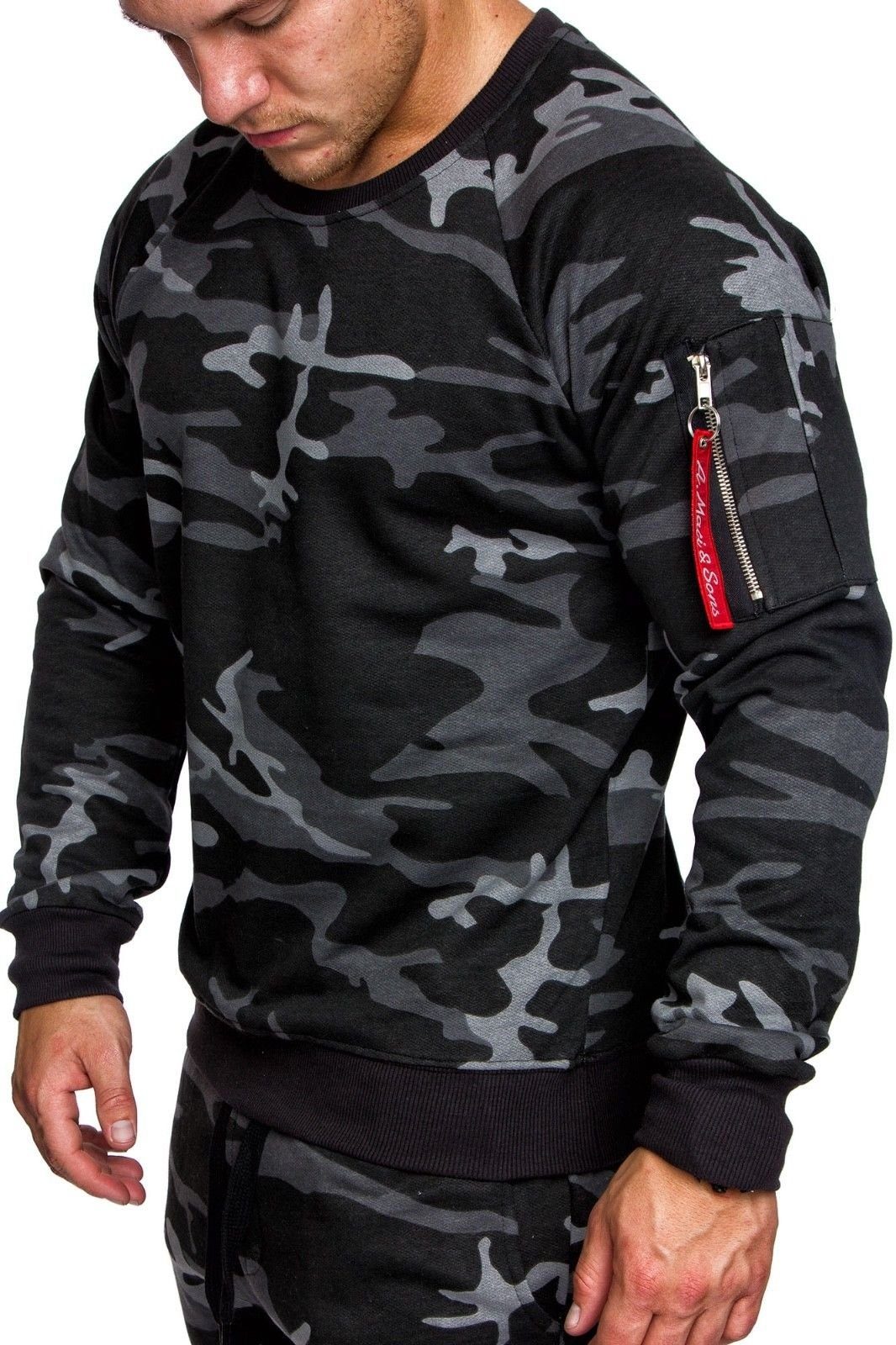Amaci&Sons Sweatshirt AURORA Sweatshirt Camouflage Schwarz