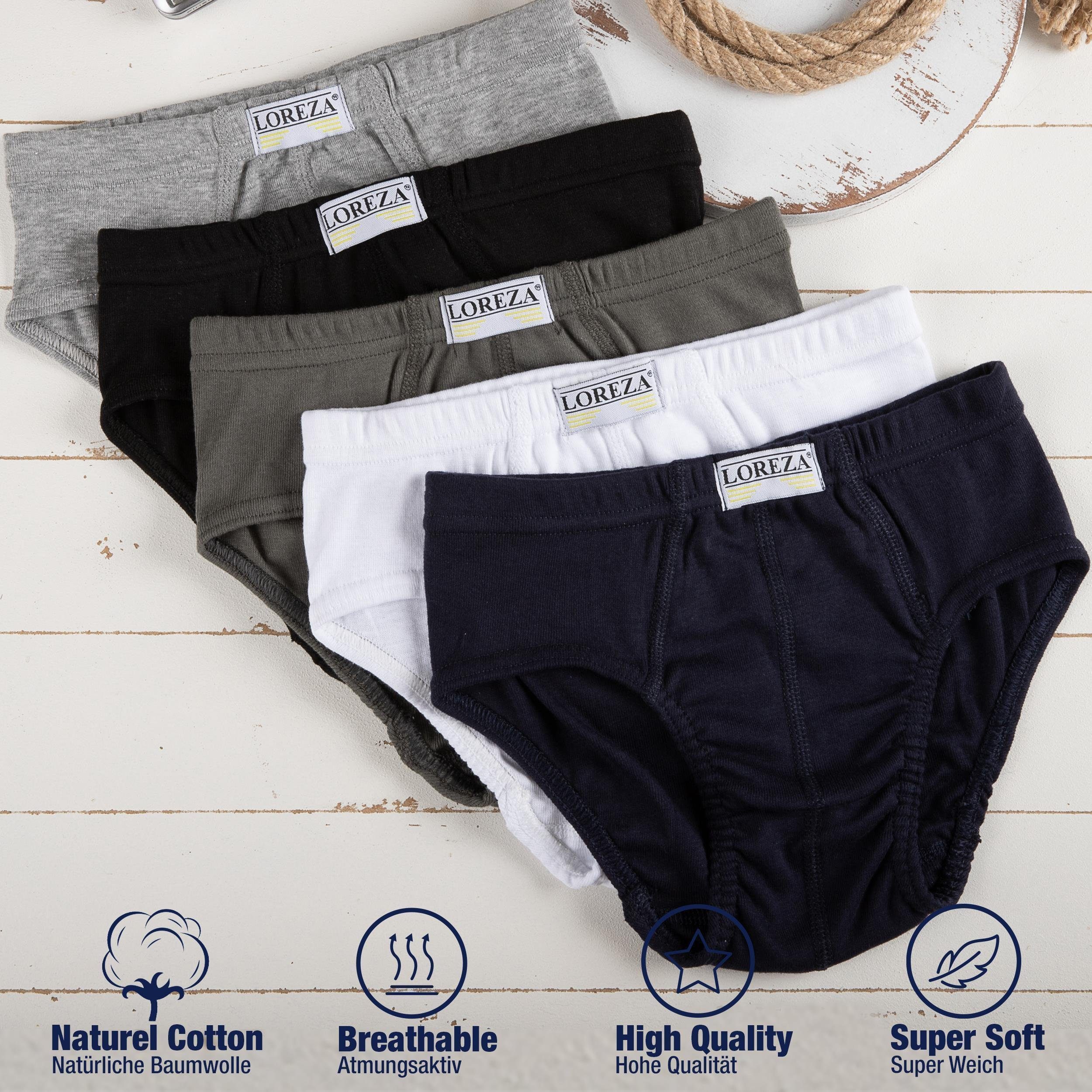 LOREZA Slip 10er Set Jungen Slips 100% Baumwolle - Basics - Bunt (Set, 10-St)