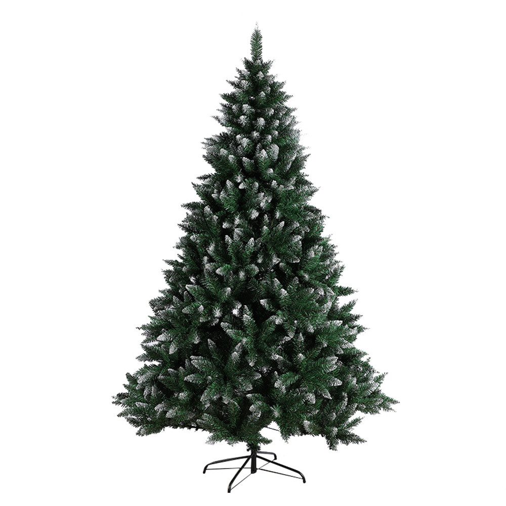JEOBEST Künstlicher Weihnachtsbaum Christbaum Realistischer und Naturgetreuer mit Schnee-Effekt, 1.2 /1.5/ 1.8/ 2.1/2.4M auswählbar, Schneebaum mit Metall Baumständer
