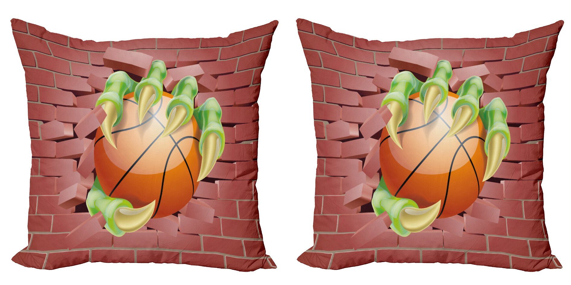 Kissenbezüge Modern Accent Doppelseitiger Digitaldruck, Abakuhaus (2 Stück), rot Basketball-Cartoon