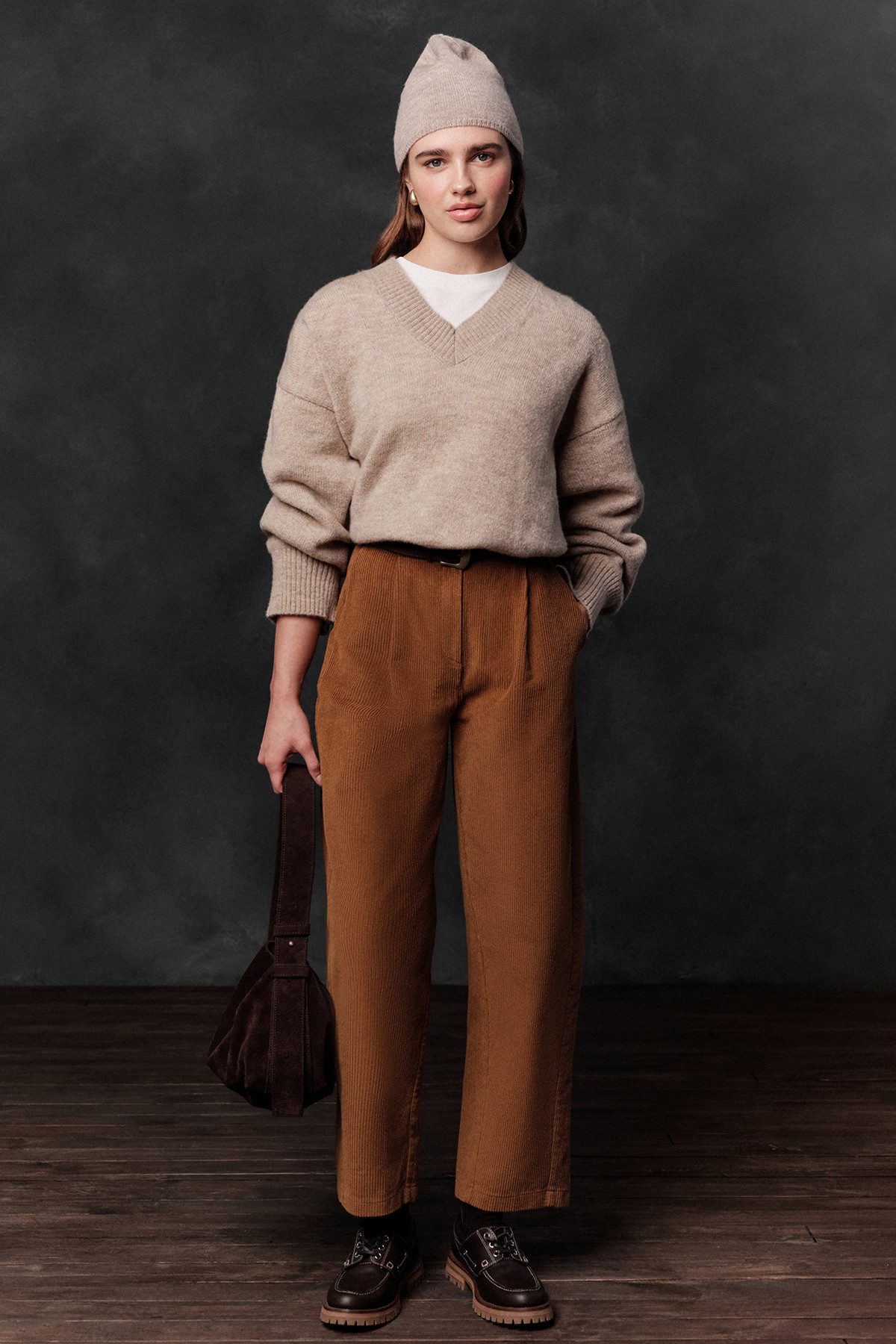 MANUKA Bequeme Jeans Kordhose Baggy in Rostfarbe