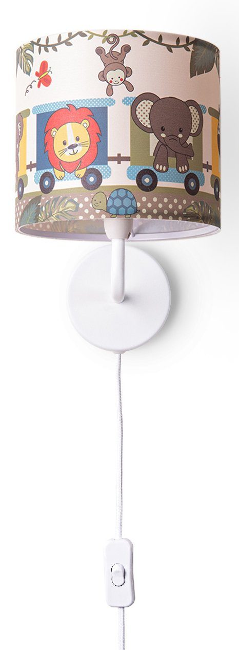 Paco Home Wandleuchte Diamond 635, ohne Leuchtmittel, Kinderlampe Innen Mit âˆ…18cm Zoo Tiere Zug Kabellänge 3m E14