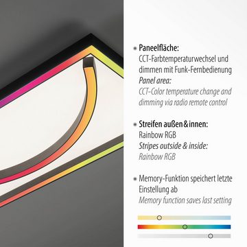 Paul Neuhaus Deckenleuchte SERPENT, LED fest integriert, warmweiß - kaltweiß, LED, CCT - über Fernbedienung, RGB-Rainbow, dimmbar, Funk inkl.