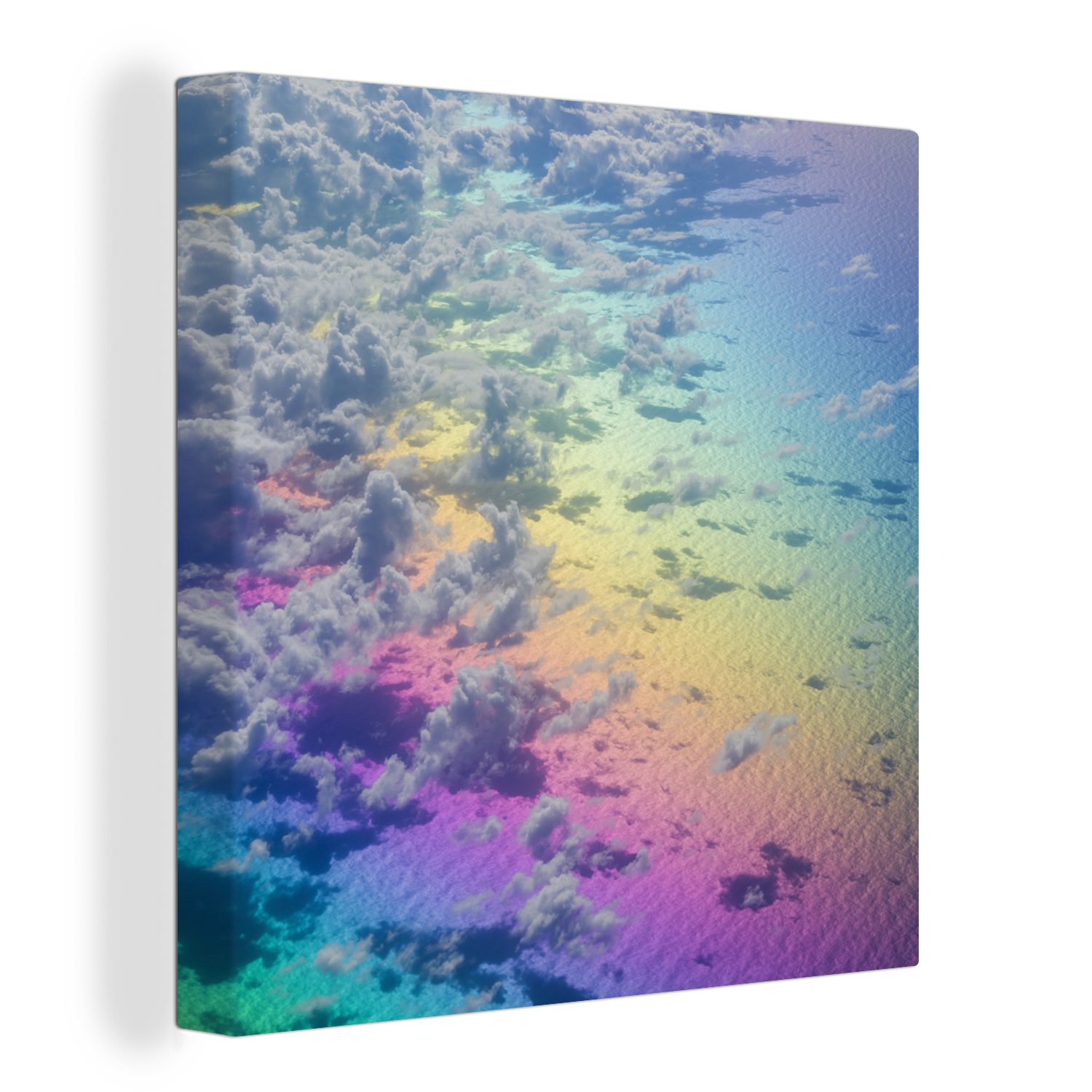 OneMillionCanvasses® Leinwandbild Wolken (1 Wohnzimmer mit für Regenbogen, Leinwand Schlafzimmer St), Bilder