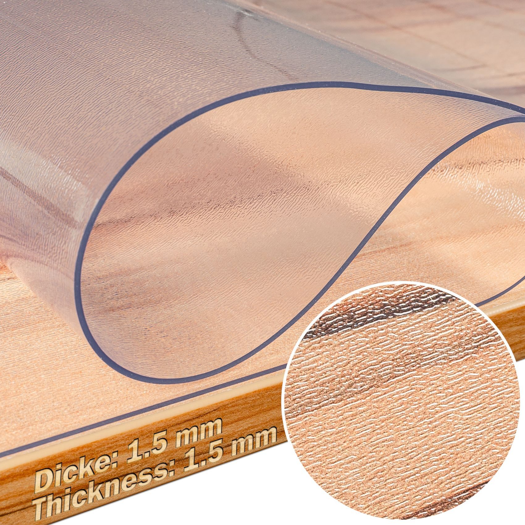 ANRO Tischdecke FLOKY einseitig MATTIERT 1,5mm Tisch Schutzfolie Geruchsneutral (Rolle 1-tlg, eine Folie), Pflegeleicht 90x100cm Uni-Einfarbig Weiß – Bild 3 von 5