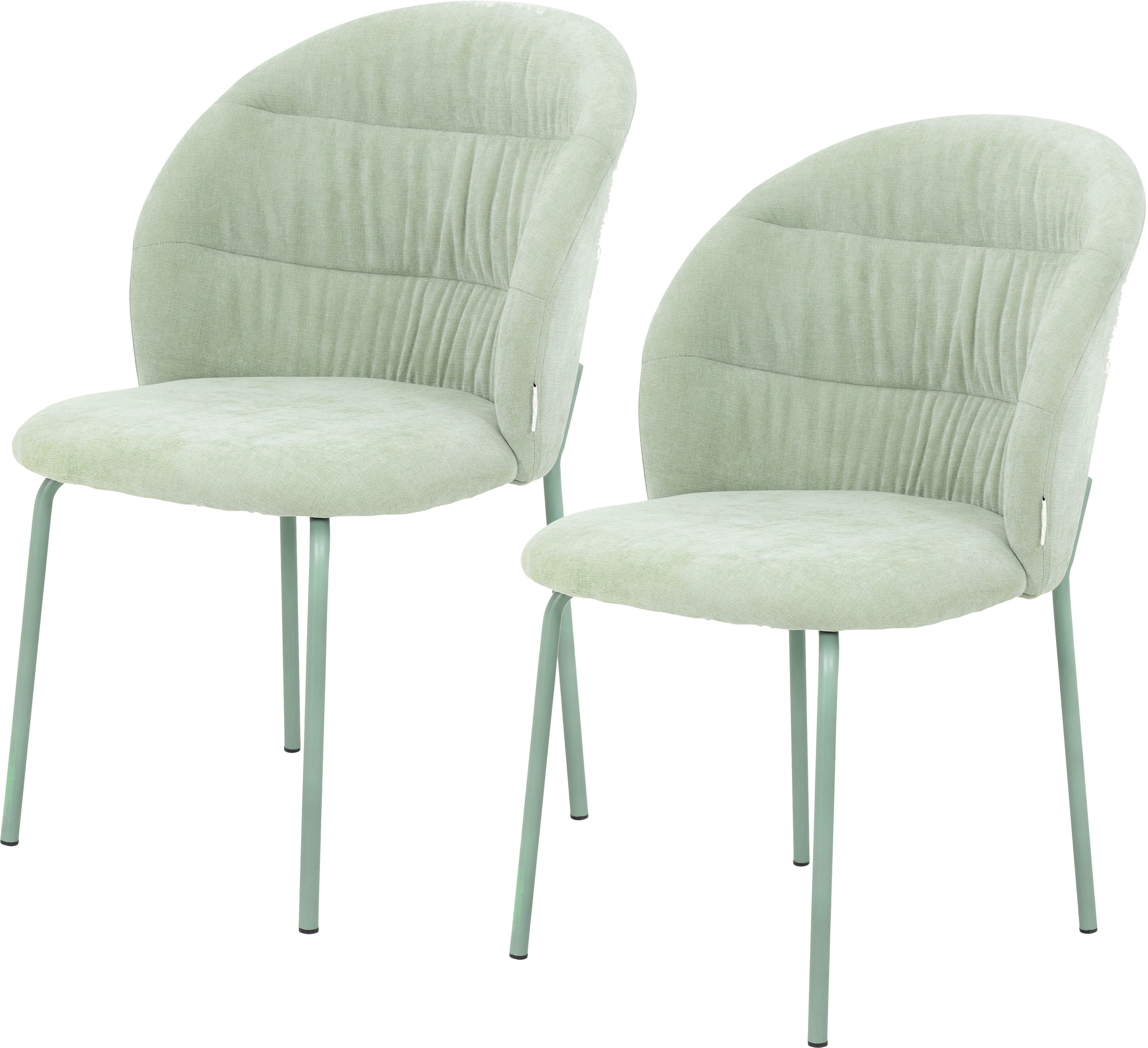 TOM TAILOR HOME 4-Fußstuhl LEAF CHAIR (Set, 2 St), 4-Fußgestell, Raffung in der Rückenlehne