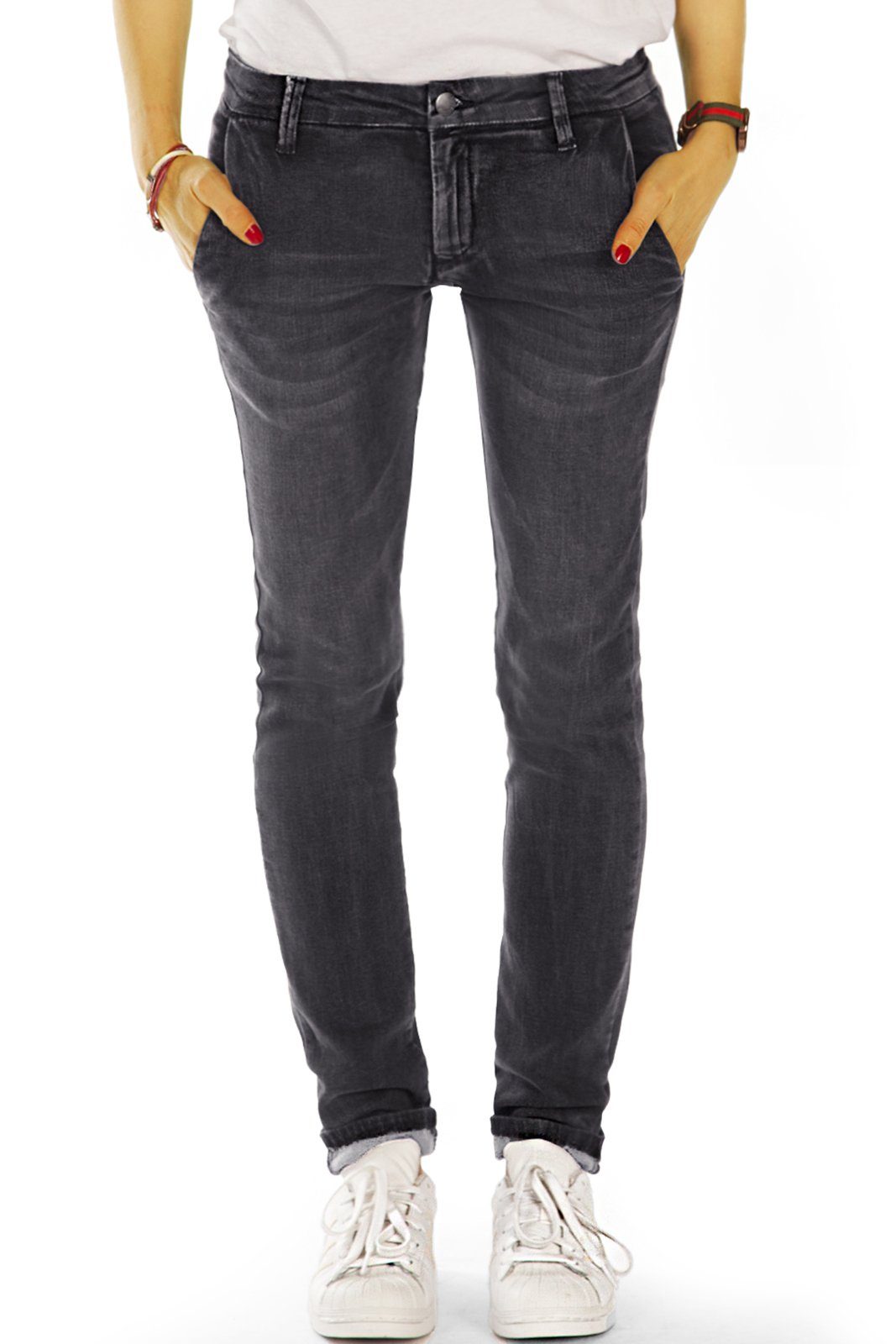 be styled Chinohose Hüftige Chino Hose Stoffhosen mit Stretch, Hüfthosen - Damen - j10m-3 in Unifarben