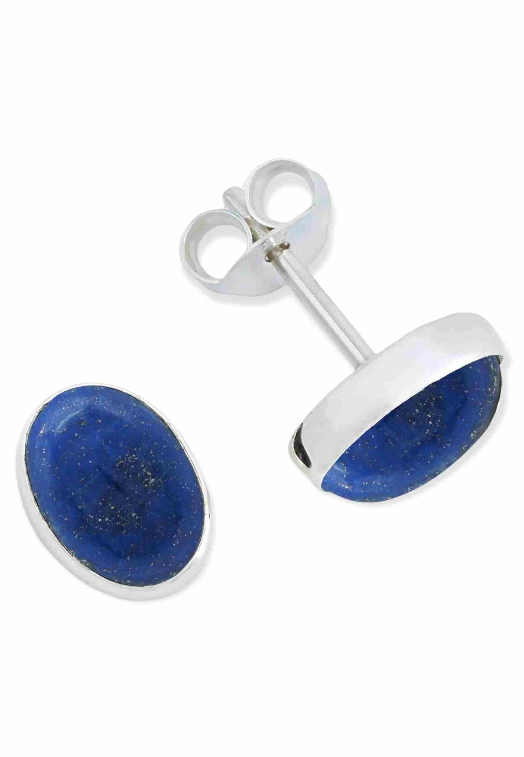 mantraroma Paar Ohrstecker SAMA oval aus 925 Silber mit Lapis Lazuli (Paar, günstig online kaufen