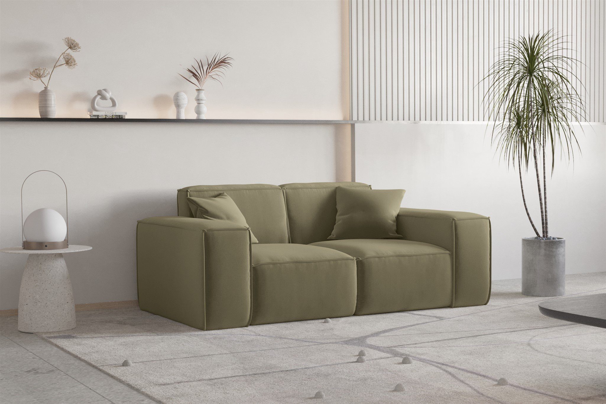 und Sofa-Set PREMIUM, Sofa Inkl. Möbel 2 Fun Zierkissen) Chaiselongue Polstergarnitur 2-Sitzer 1 CELES 2-teilig Rückenkissen, (Inkl.