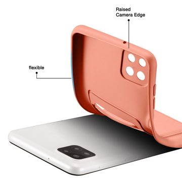 CoolGadget Handyhülle Rosa als 2in1 Schutz Cover Set für das Samsung Galaxy A22 5G 6,4 Zoll, 2x Glas Display Schutz Folie + 1x TPU Case Hülle für Galaxy A22 5G