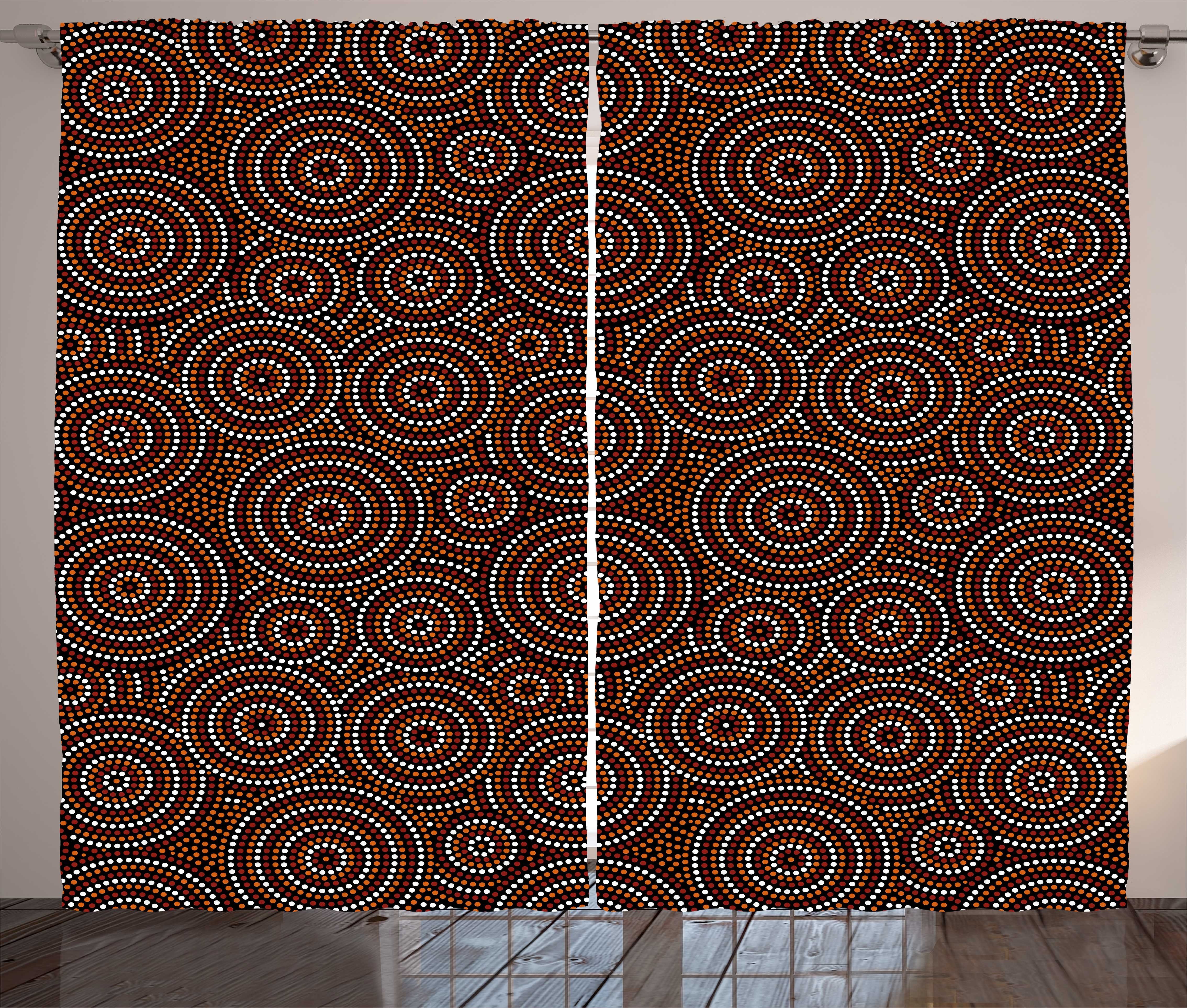 Gardine Schlafzimmer Kräuselband Patterns Schlaufen Abakuhaus, Stammes mit Abstrakt Aborginal und Haken, Vorhang
