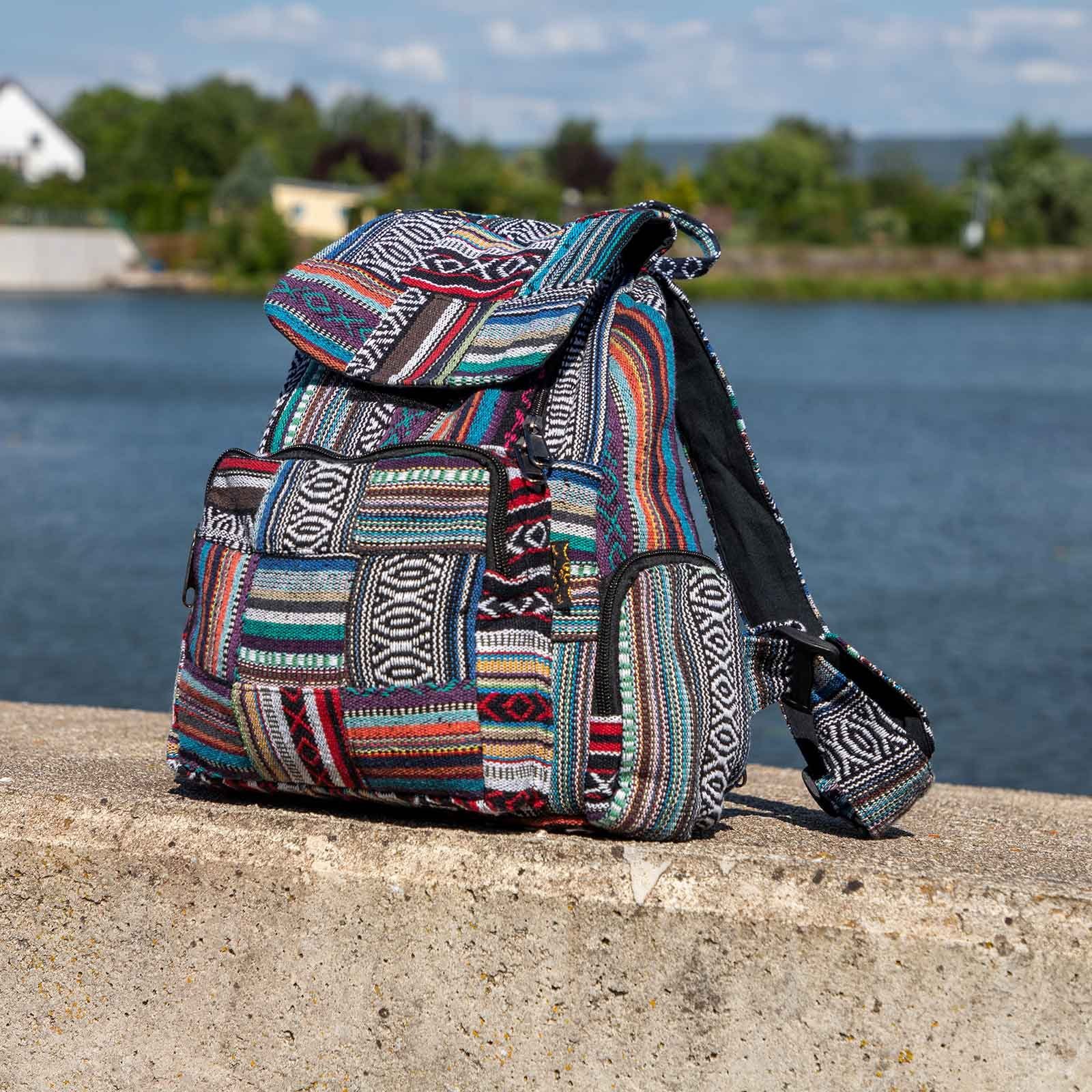 KUNST UND MAGIE Freizeitrucksack Bunter Hippie Rucksack Tagesrucksack Daypack Nepal Fair Эко-товар