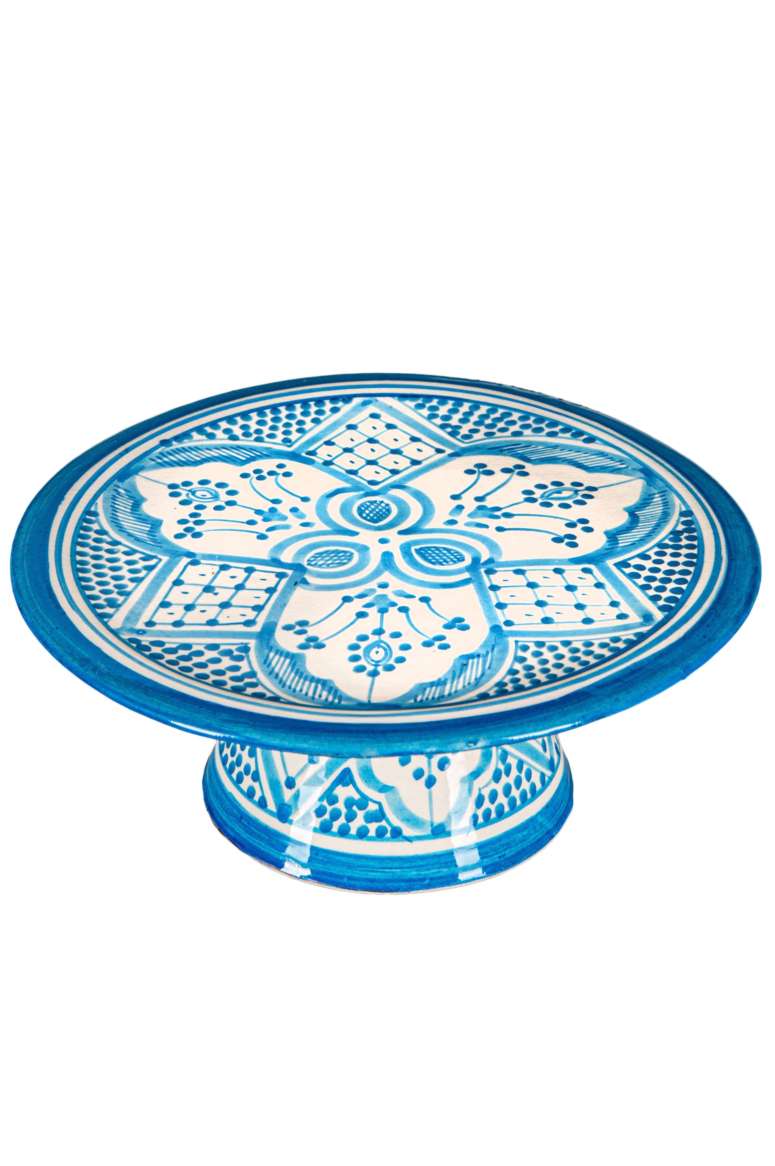 Marrakesch Orient & Mediterran Interior Tortenplatte Orientalische Keramik Tortenplatte Tortenständer Safroun Blau, Keramik, (1-tlg), Handarbeit