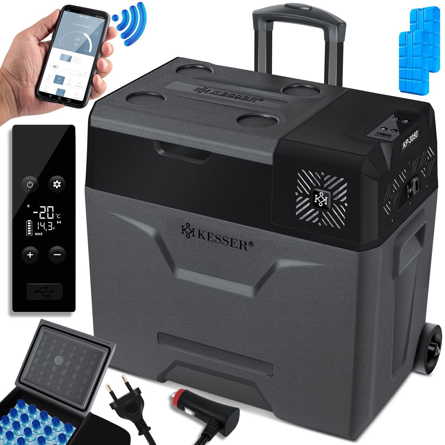 KESSER Kühlbox, 50 l, Kompressor Kühlbox elektrisch Gefrierbox, Mit APP-Steuerung