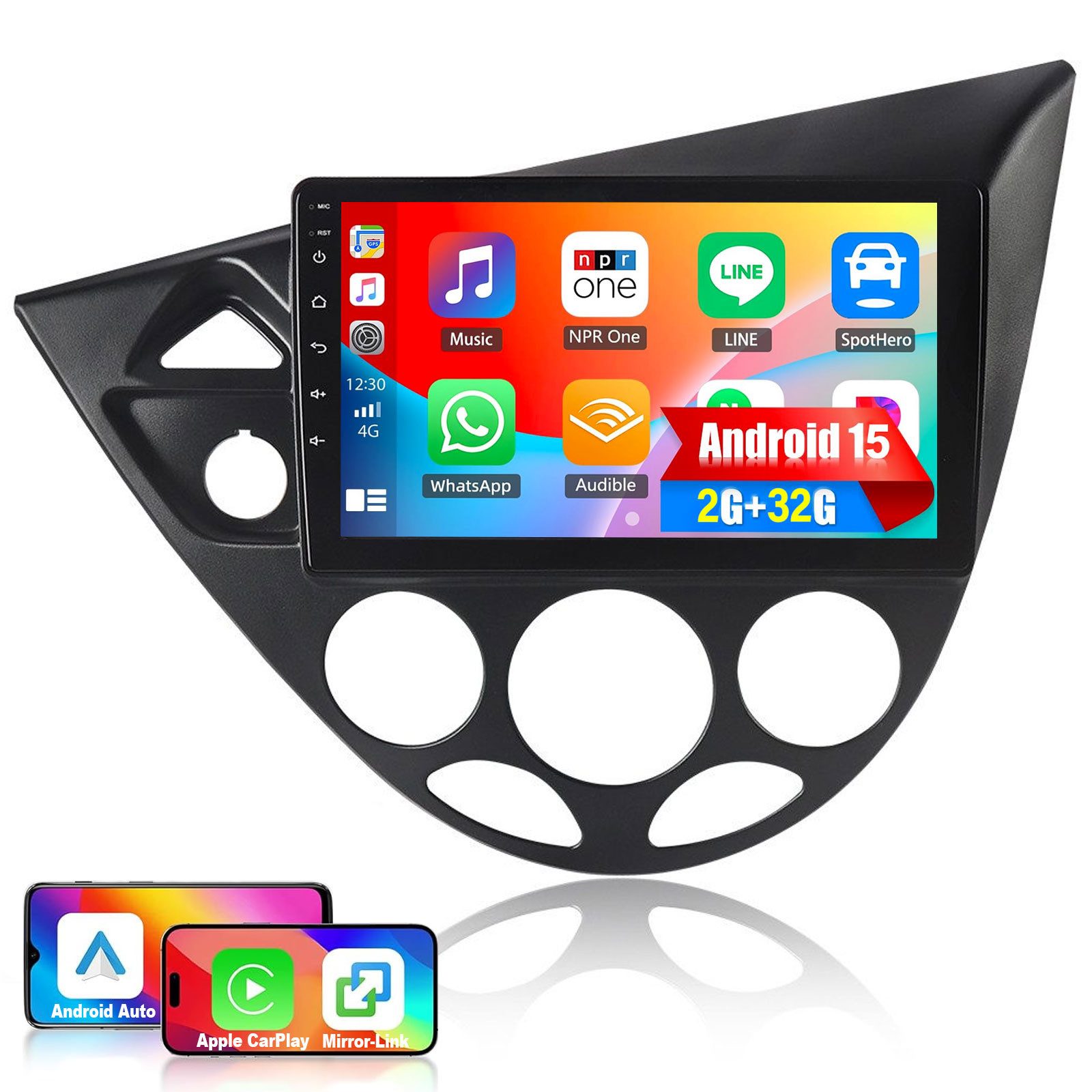 ESSGOO DAB+ Android15 Autoradio Carplay Navi GPS Für Ford Focus MK1 1998-2003 Autoradio (RDS, 4+64GB(optional), Digitalradio (DAB), FM, AM, Carplay Android Auto Bluetooth EQ USB GPS Navi WIFI Touchscreen)