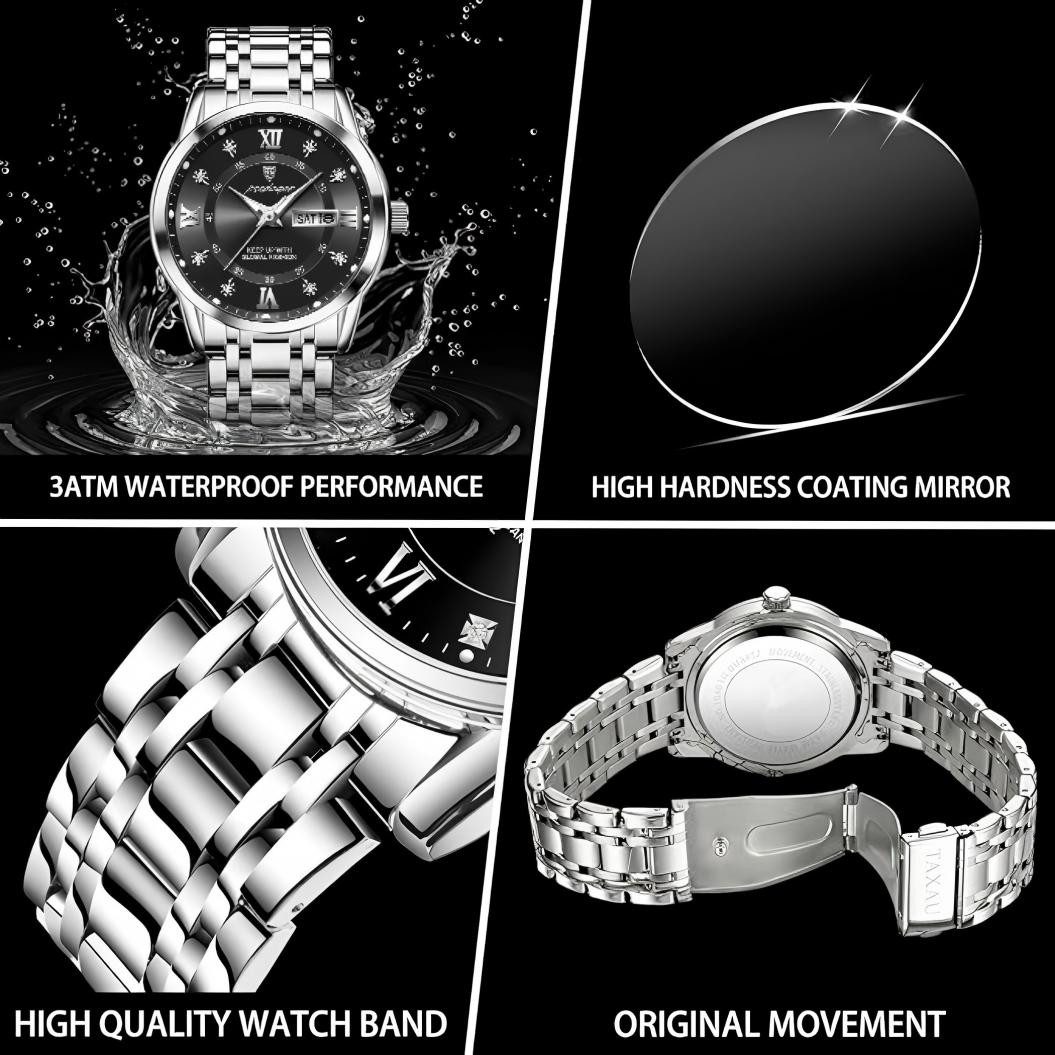 ibettertec Quarzuhr Quarzuhr, Edelstahl Uhr für Damen modisch und leger, (Quarzuhr Multifunktionsuhr Armbanduhr, Chronograph Damenuhr)