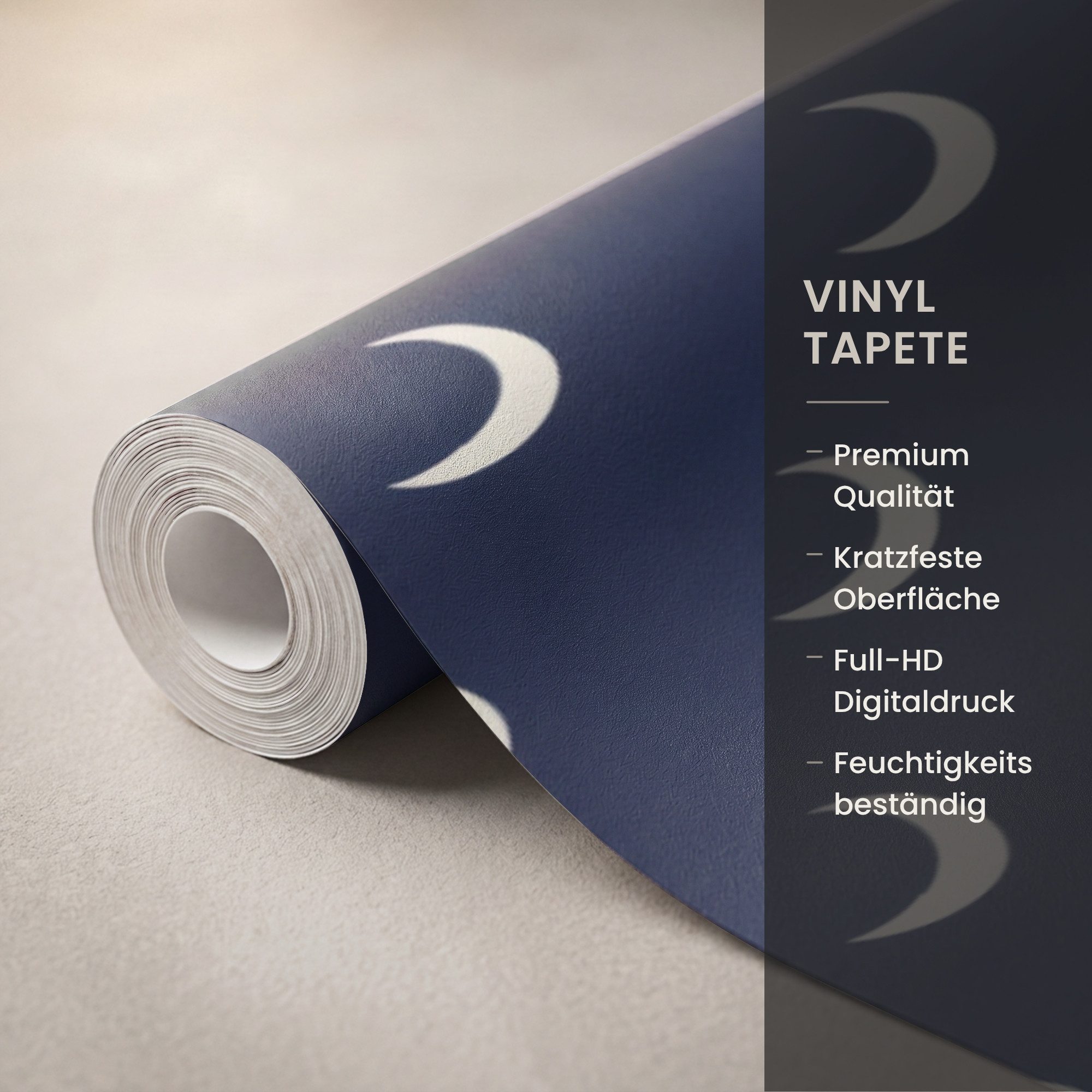 OnlyWow Fototapete Muster - Mähne - Blau, Matt, bedruckt, Wandtapete, Wohnzimmer, Vinyl Tapete 260x220cm