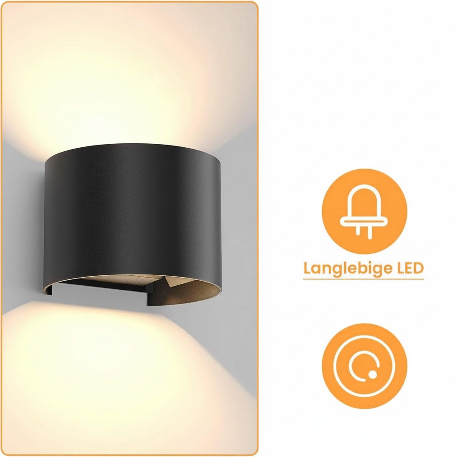 Nettlife LED Wandleuchte Schwarze Modern Innen Up Down Strahler 5W 3000K, Warmweiß, Wandlampe Flur Treppe Schlafzimmer Wohnzimmer – Bild 5 von 5