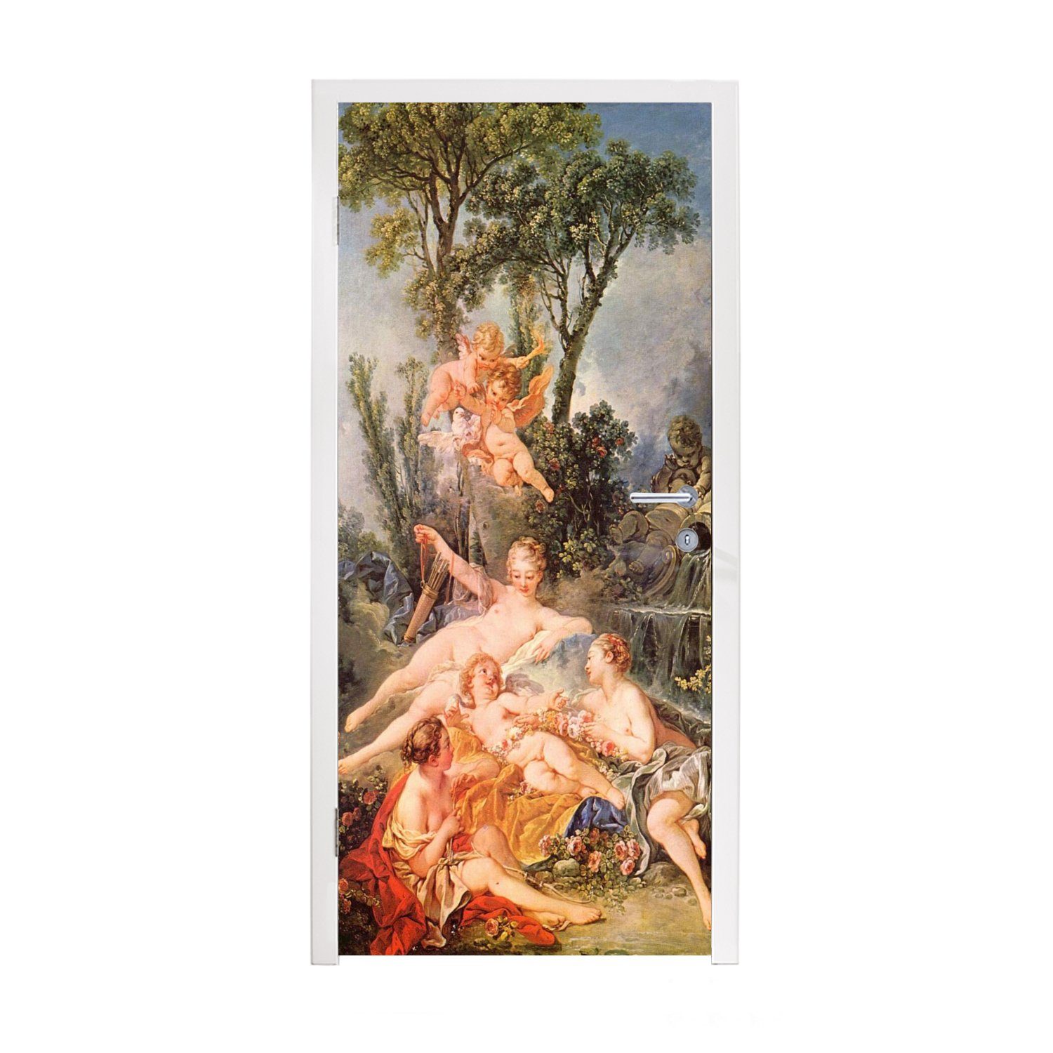 MuchoWow Türtapete Amor gefangen - bedruckt, Fototapete Boucher, von (1 für Matt, Francois Gemälde Tür, 75x205 cm St), Türaufkleber