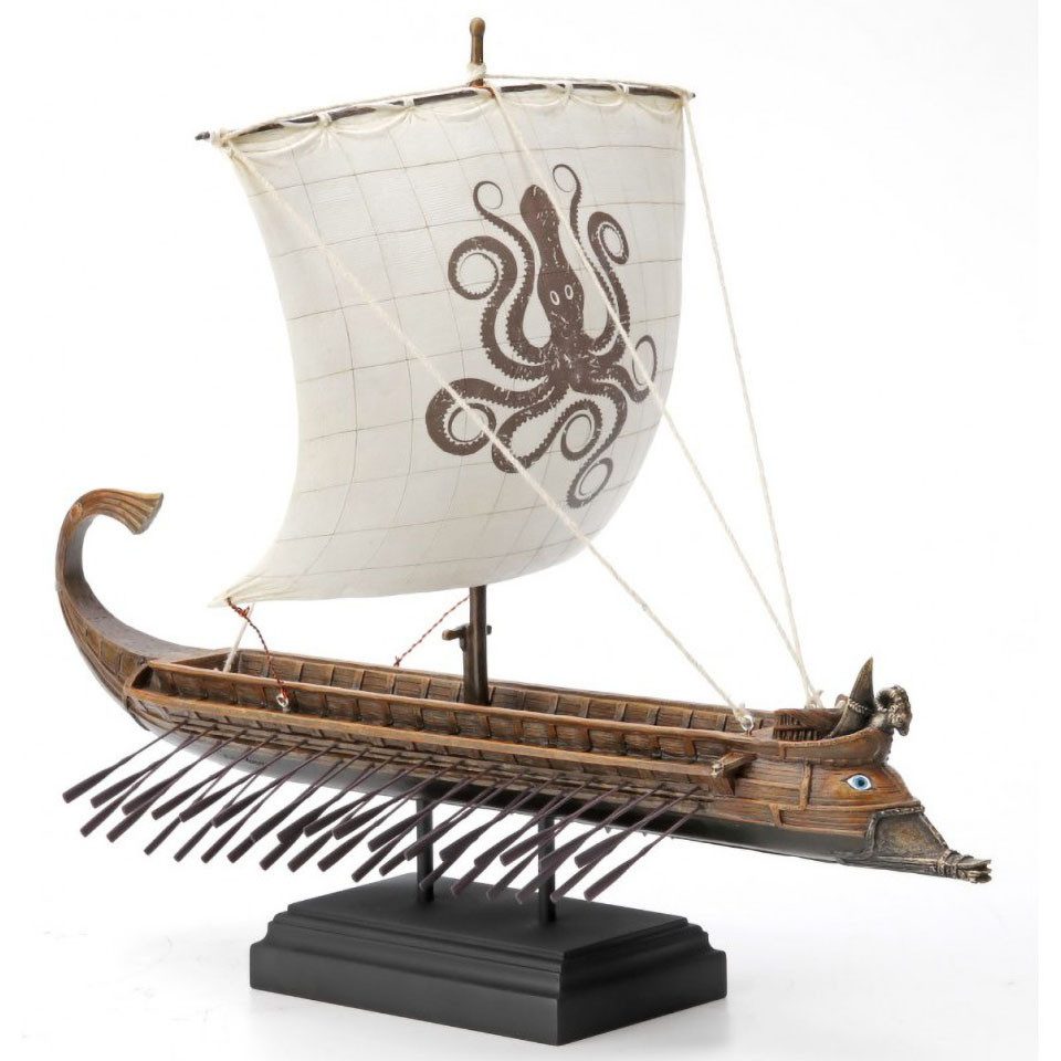 Figuren Shop GmbH Dekoobjekt Griechische Trireme mit Kraken Segel - Veronese - Drakkar Schiff