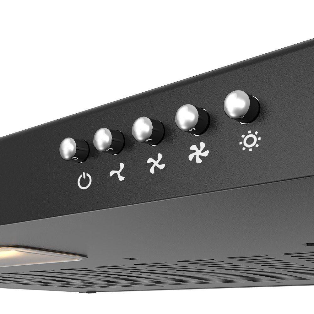 CIARRA Unterbauhaube 60 cm Dunstabzugshaube Abluft & Umluft 3 Stufen LED CBCB6903 für kleine Küchen, Metall Fettilter & Aktivkohlefiltermatte Schwarz – Bild 5 von 5