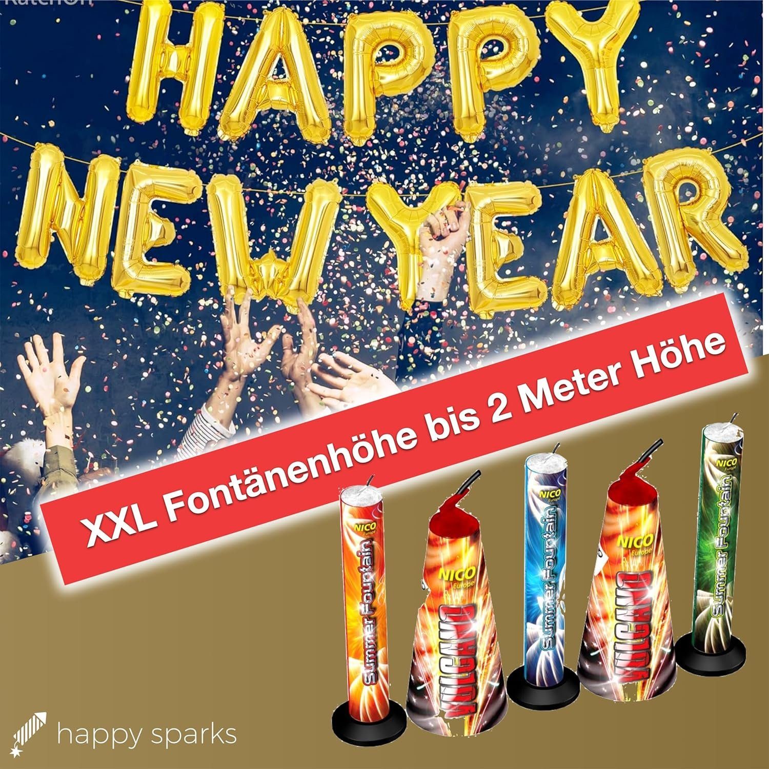 happy sparks® Geburtstagskerze Summer Fountains - 5-teiliges Jugendfeuerwer günstig online kaufen