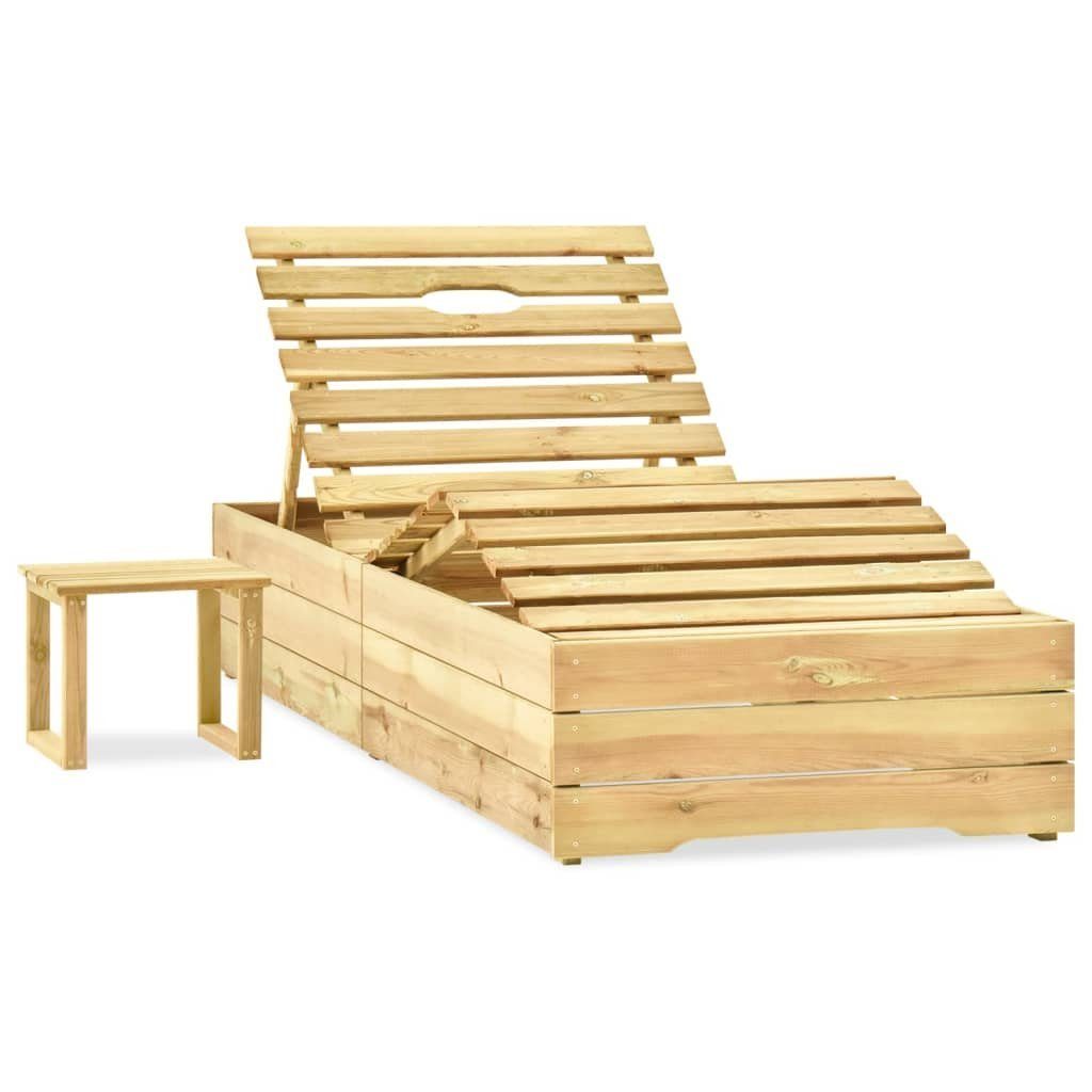 vidaXL Gartenliege Garten-Sonnenliege mit Tisch und Auflage Kiefer Imprägniert, 1 St.