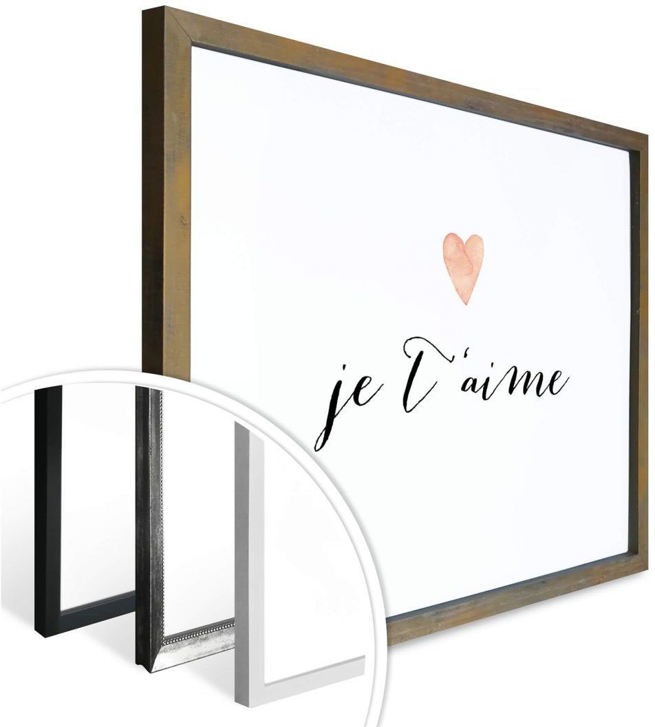 Wall-Art Poster Je Poster, Bild, Wandposter Schriftzug Wandbild, St), t'aime, (1