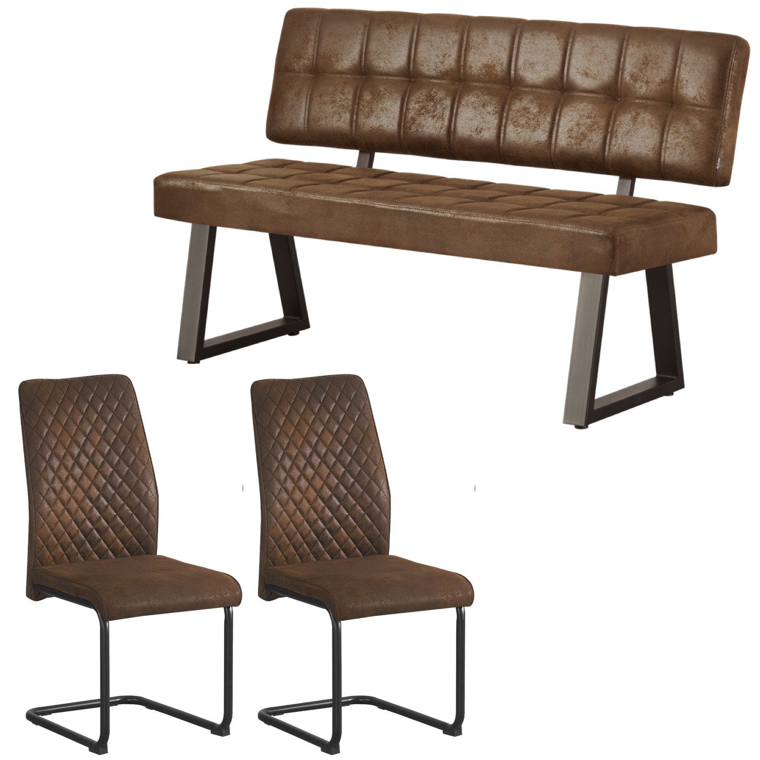 B&D home Sitzgruppe FRIDO, (3-tlg), gepolstert, mit Rückenlehne und 2 Stühl günstig online kaufen