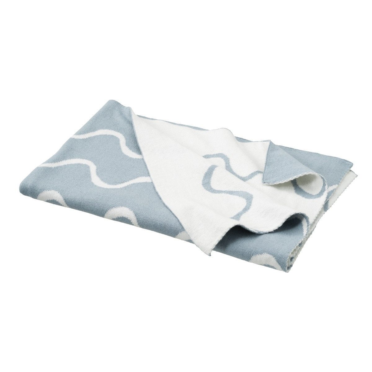 Babydecke Wendedecke 100% Bio-Baumwolle 80x100 cm Wellenmotiv Geschenkidee, Fresk