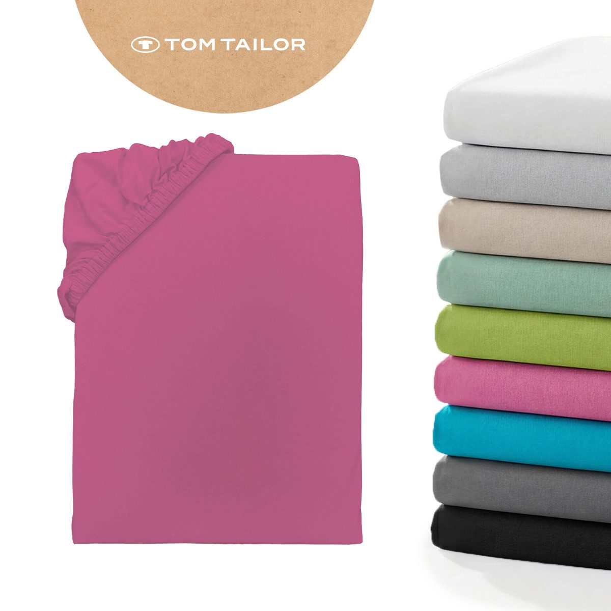 TOM TAILOR HOME Spannbettlaken Tom Tailor Jersey, Jersey, Gummizug: rundum, (1 Stück), ab Größe 90x200 cm, Laken in hochwertiger Jersey Qualität