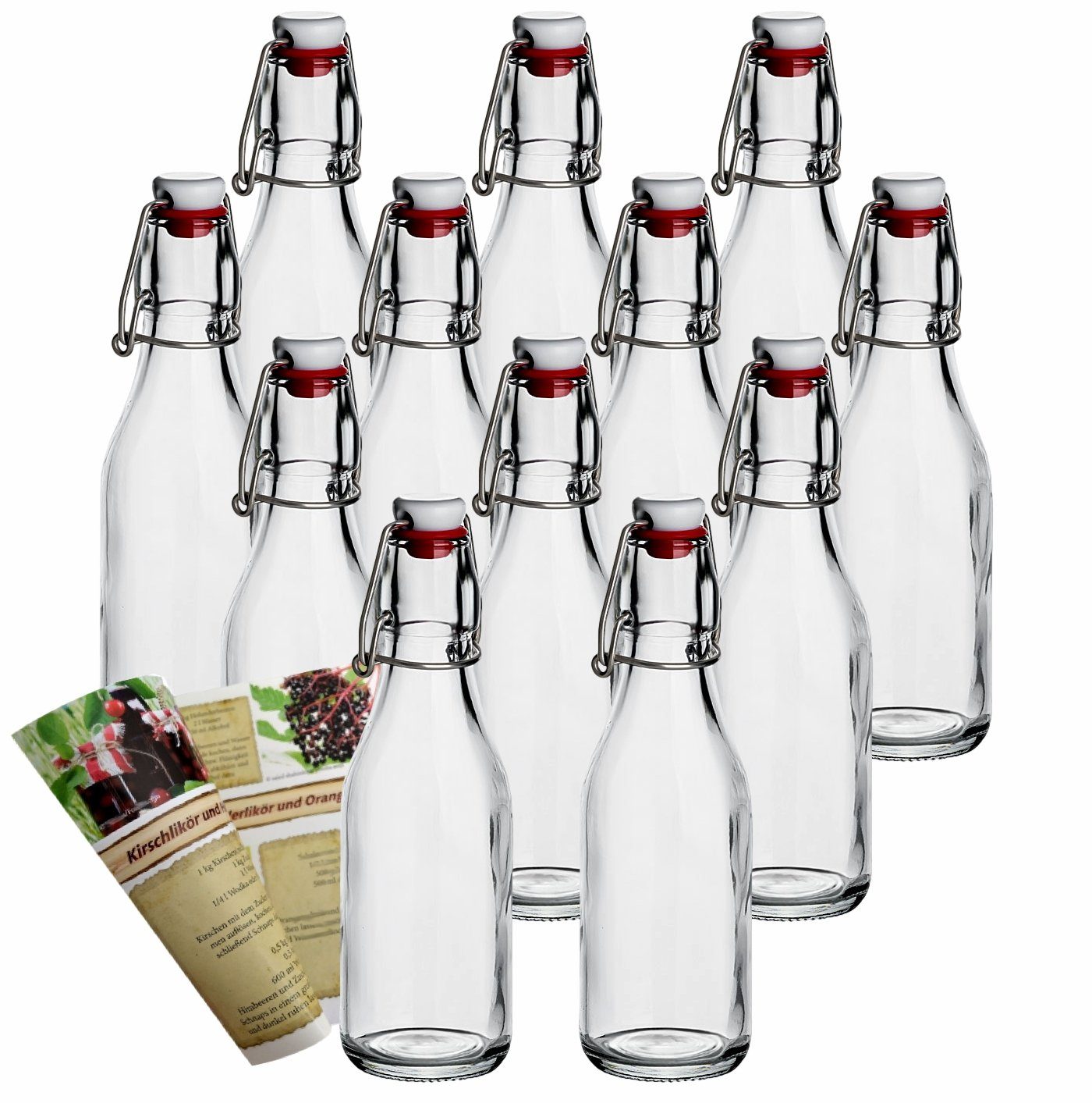 gouveo Trinkflasche »Glasflaschen 250 ml rund mit Bügelverschluss rot -  Kleine Bügel-Flasche aus Glas für Küche, Haushalt, Freizeit - Leere Flasche  0,25 l zum Befüllen« online kaufen | OTTO