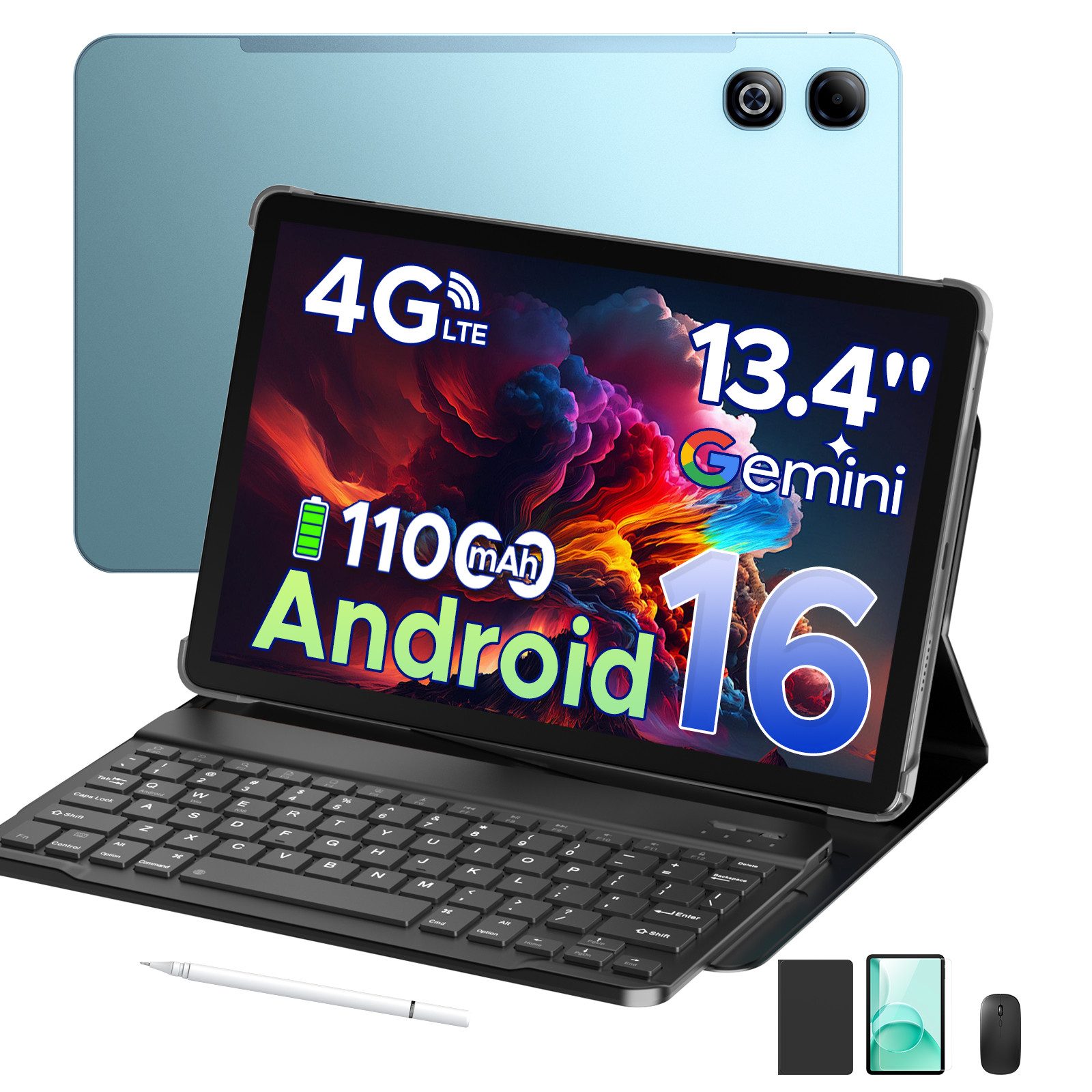 DOOGEE TABG6MAX 13.4'' Android 16 11000mAh 256GB mit Tastatur/Stift/Maus Tablet (13.4", 256 GB, Android 16, 4G, 13MP+8MP, Android 16, SIM-Karten-Support, FHD+ 90Hz)