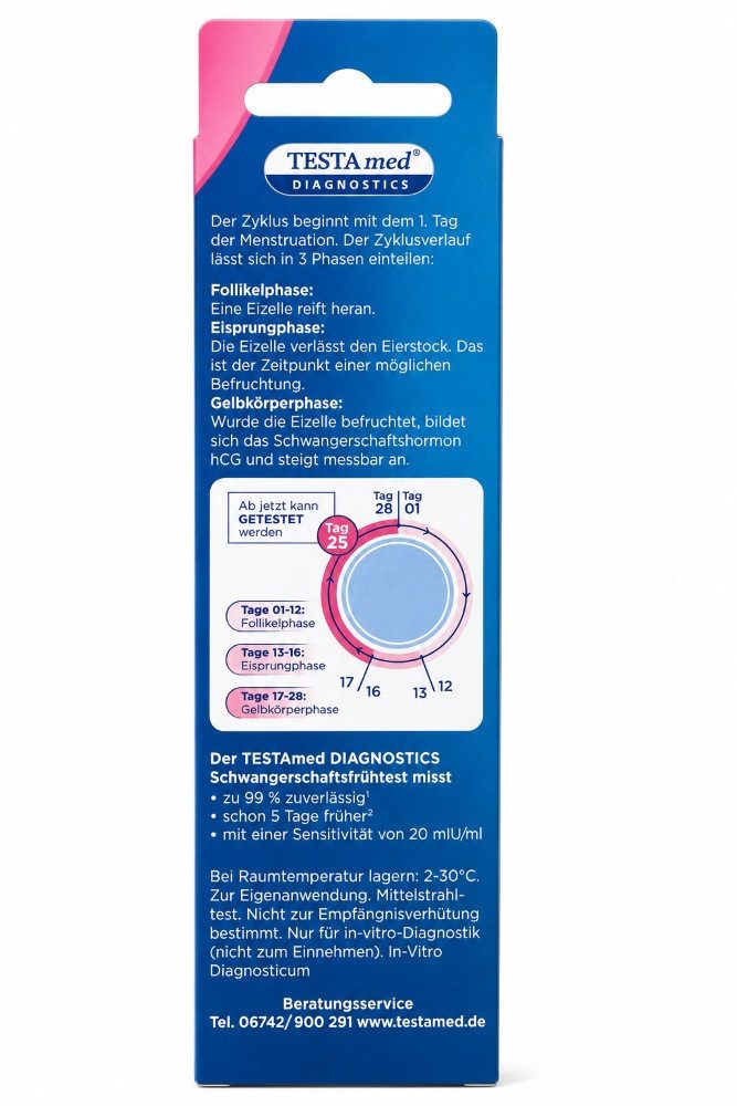 Sebapharma GmbH & Co.KG Schwangerschaftstest TESTAMED Schwangerschaftstest 2er, 1-tlg.