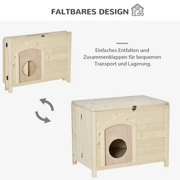 PawHut Hundehütte Tierhaus Faltbares Design, Natürliches Holz
