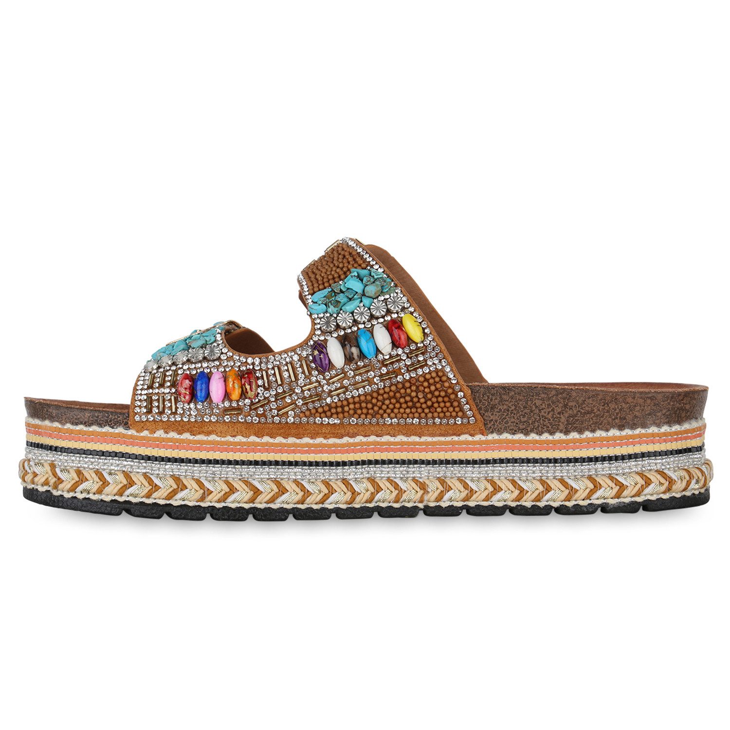 VAN HILL 841100 Sandalette Damen Pantoletten Sandaletten Strass Zierperlen günstig online kaufen