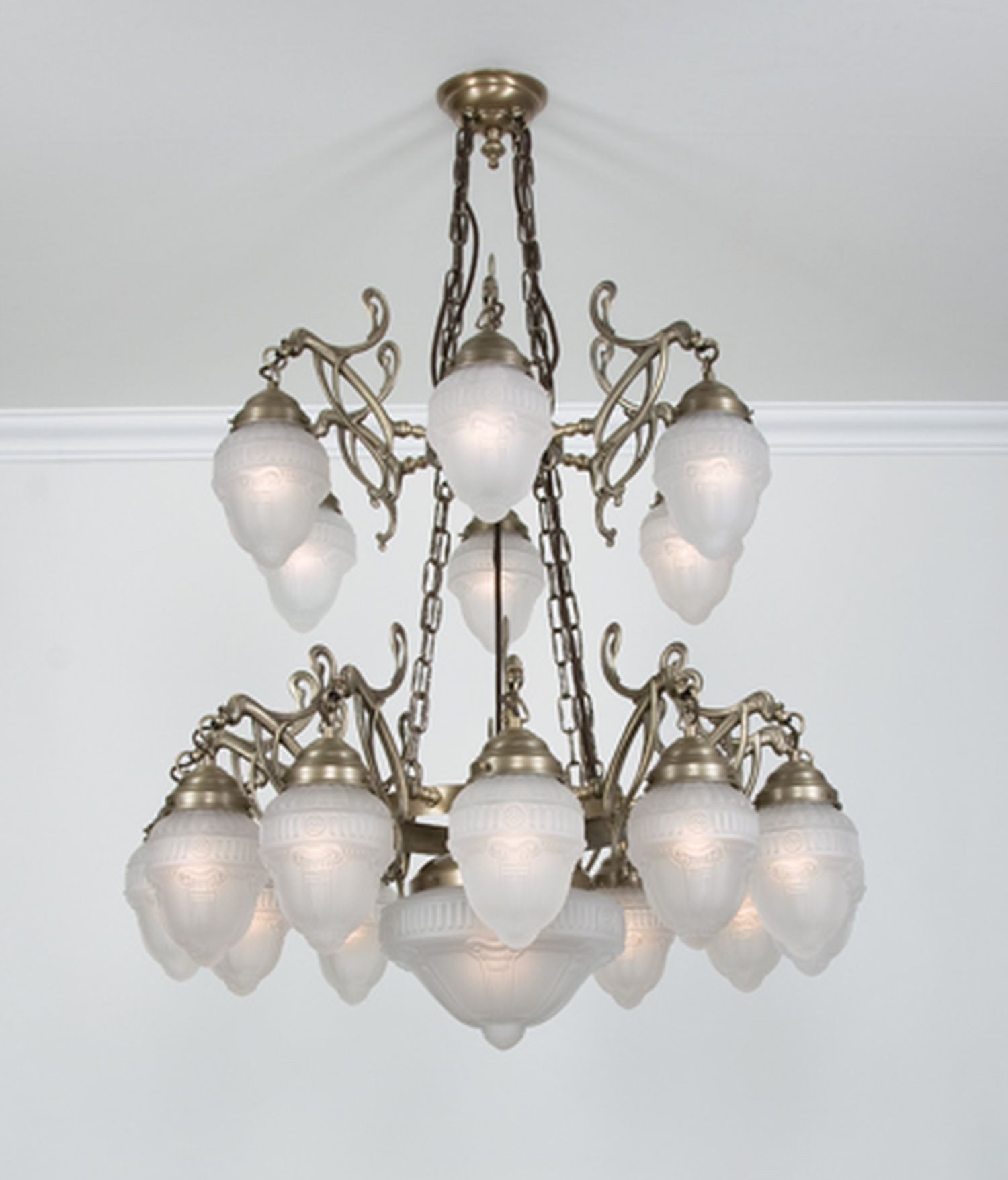 Licht-Erlebnisse Pendelleuchte D234, ohne Leuchtmittel, Glas Messing massiv H: max. 120 cm in Berliner Weiß matt E27