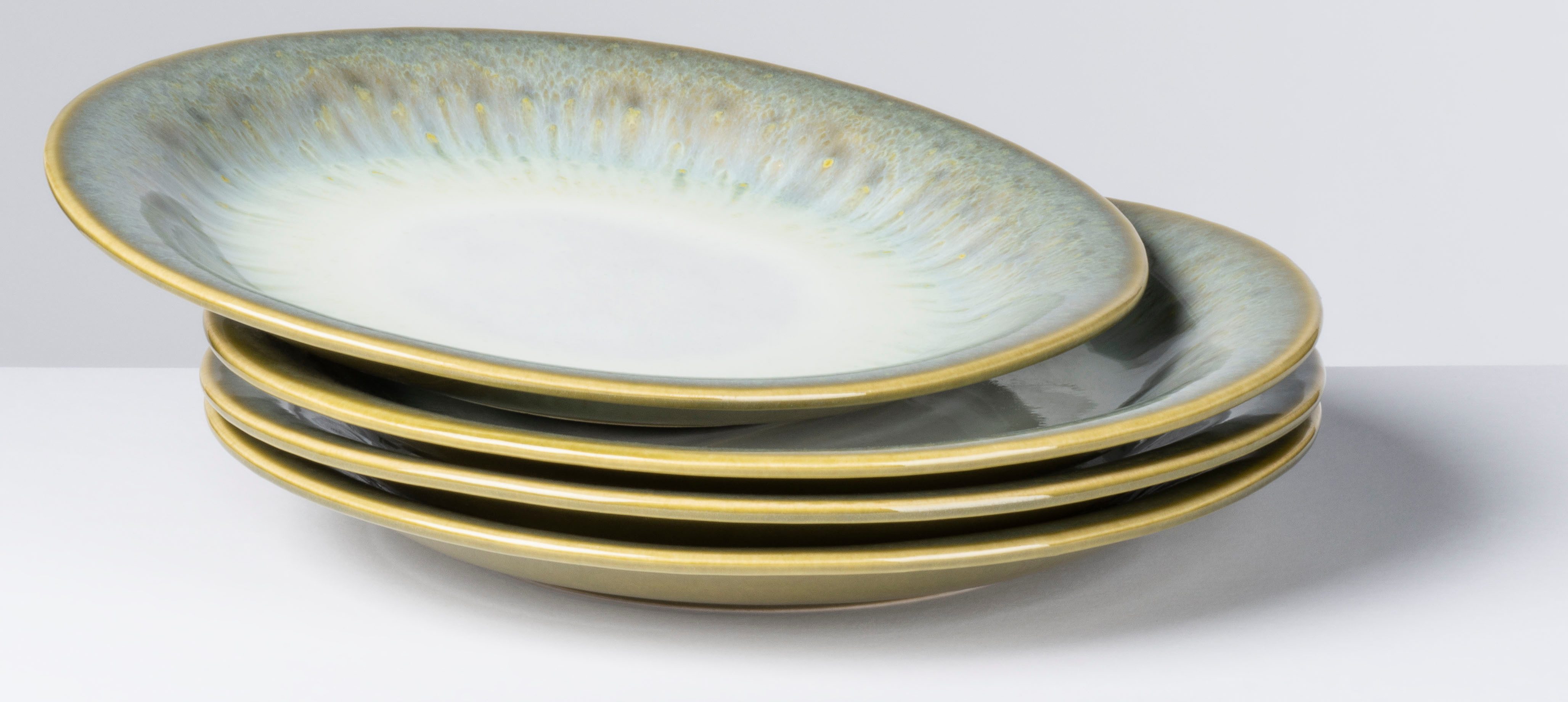 Gipfelstück Dessertteller Flussufer, (4 St), Reaktivglasur, außergewöhnlicher, visueller Farbverlauf, Ø 22 cm