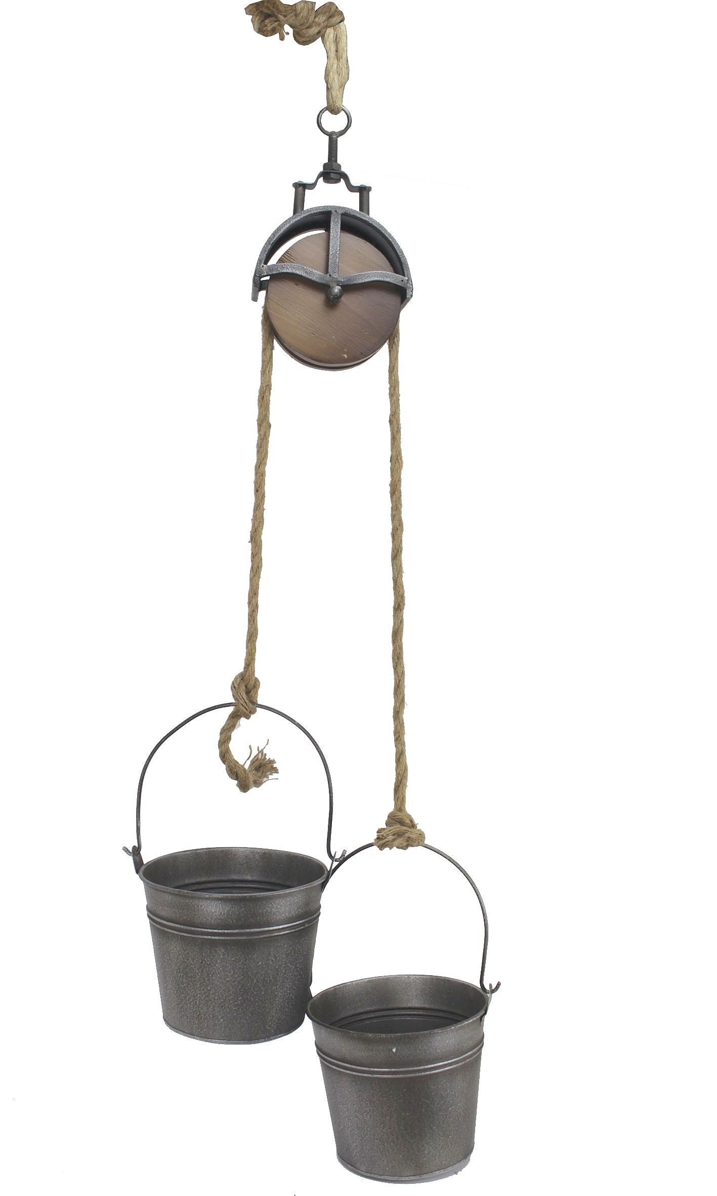 DanDiBo Blumenampel Metalleimer mit Umlenkrolle Deko Set Silber Grau MB27 S günstig online kaufen