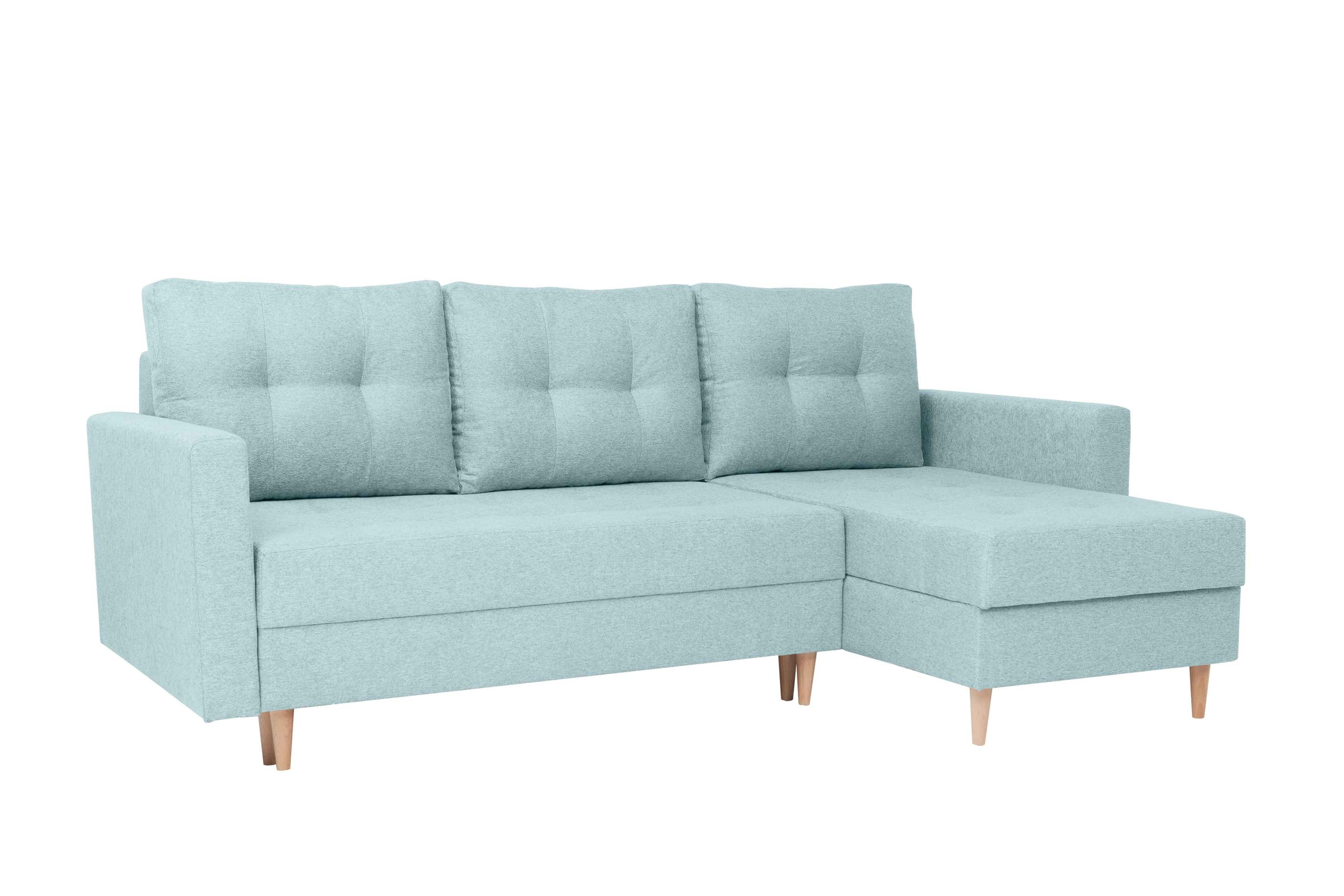 Furnix Schlafsofa CASIOPEIA L-Form Polstercouch mit Schlaffunktion, mit 2 Bettkästen, hochwertige Verarbeitung, Made in Europe Graublau KT13